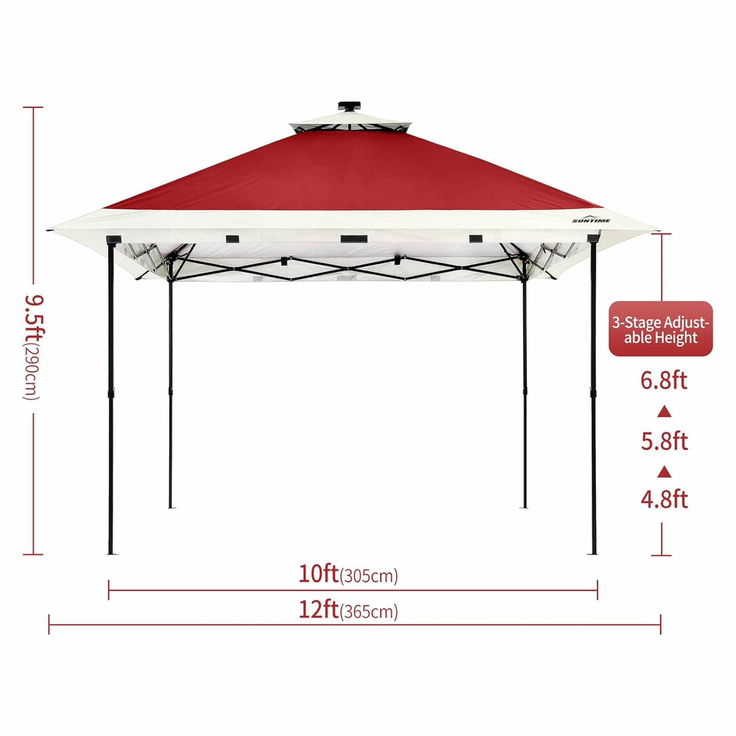 SUNTIME 325085 12-Feet x 12-Feet Square Red Pop-up canopy