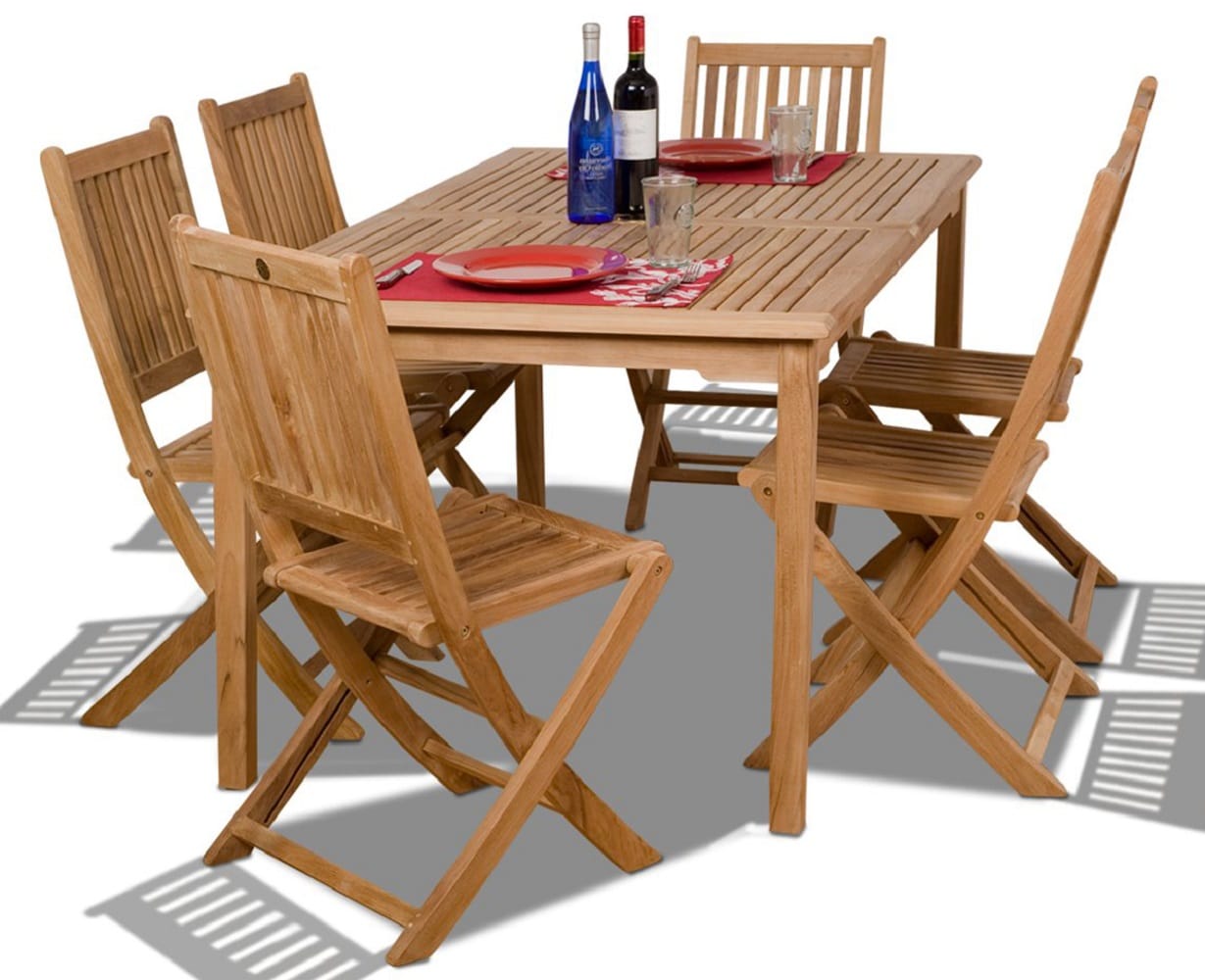 Envelor EN-IH-PRA7PC Prague 7 -Piece Brown Patio Dining Set Wood Rectangle Table with 6 Stationary Chairs