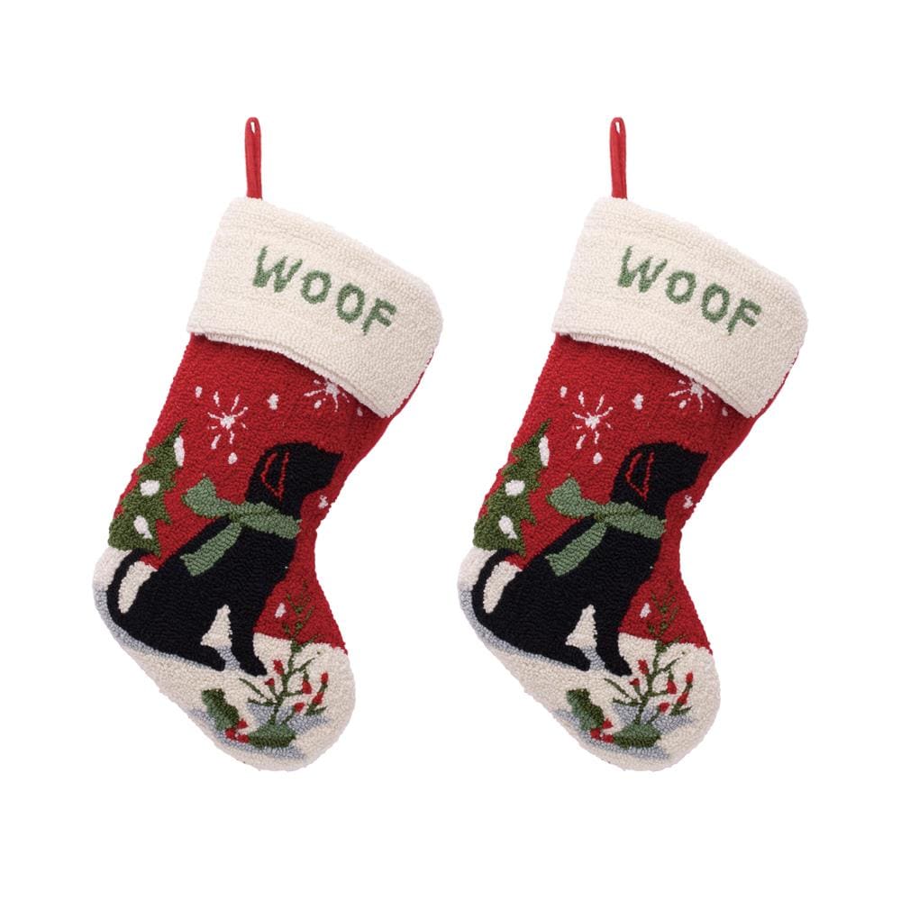 Reindeer Hooked Christmas Stocking - Glitzhome