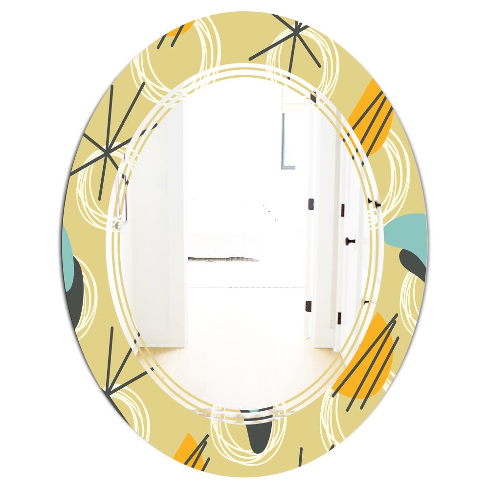 Designart Designart Mirrors 31.5-in W x 31.5-in H Oval Yellow Polished ...