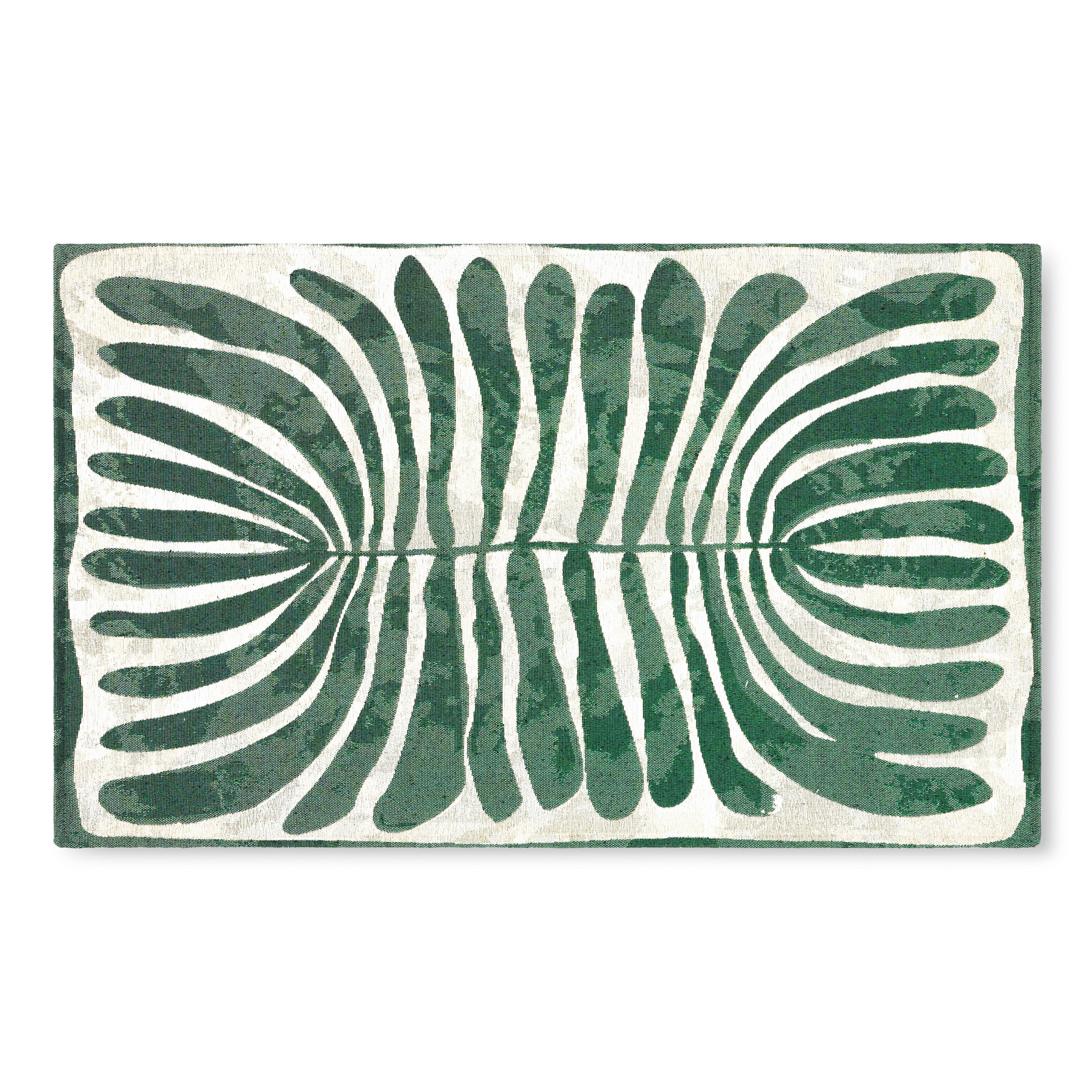 Green Jacquard Woven Polyester and Cotton Kitchen Mat 24" x 40"