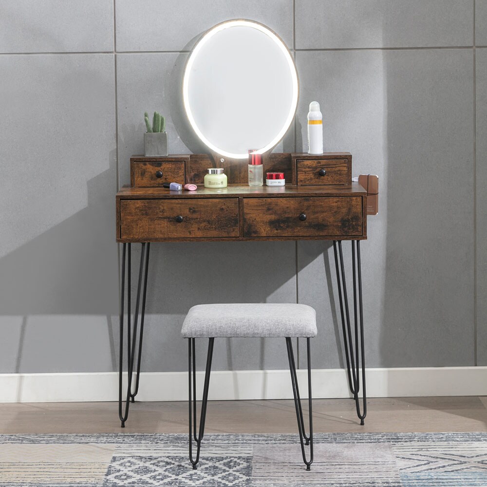 Mixoy 52-in H Brown Rectangular Makeup Vanity Stool at Lowes.com