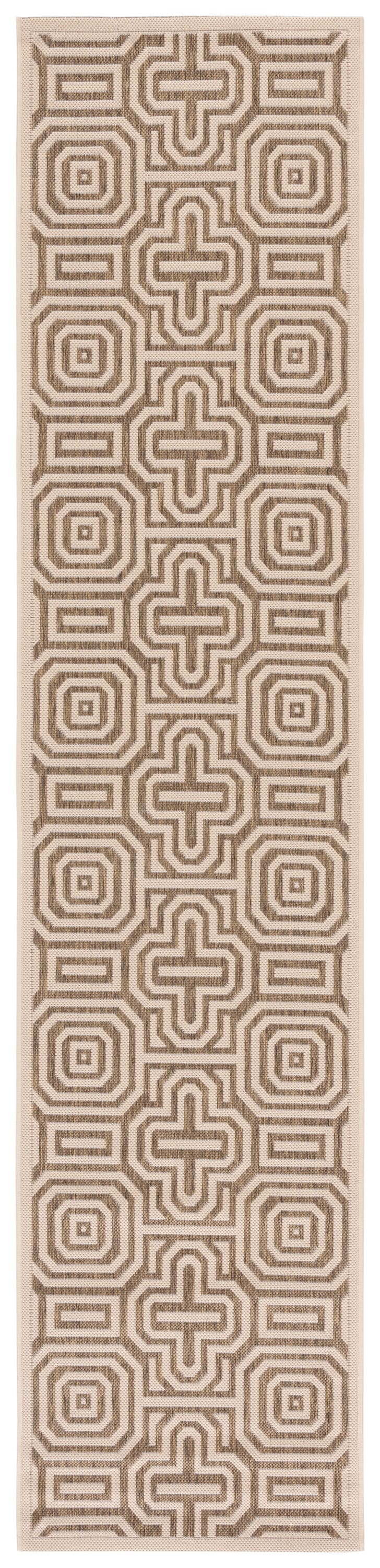 Safavieh CY2962-3001-210 Courtyard Nord 2 x 10 (ft) Loomed Polypropylene Natural/Brown Rectangular Indoor/Outdoor Abstract Coastal Runner rug