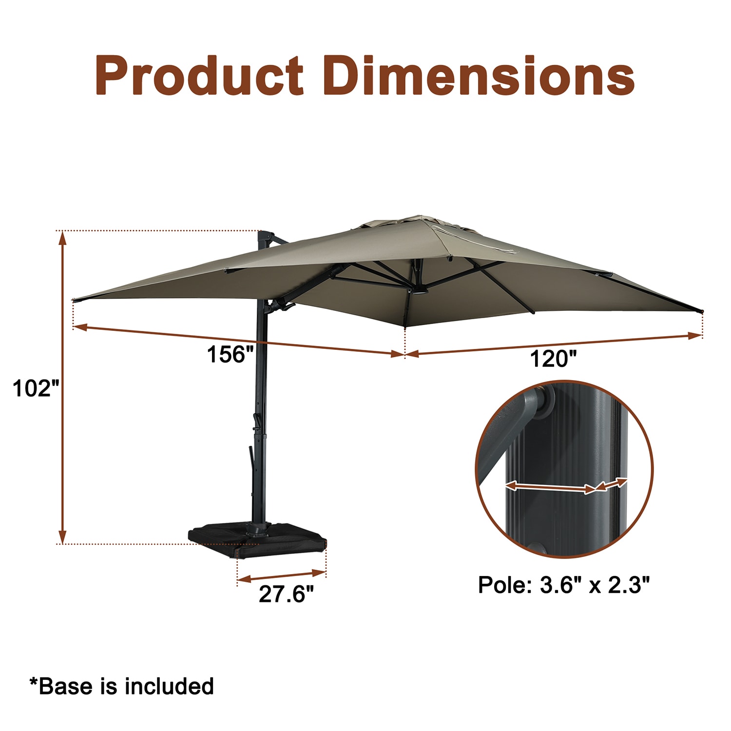 Mondawe 13-ft Aluminum Cantilever Patio Umbrella With Base In The Patio ...