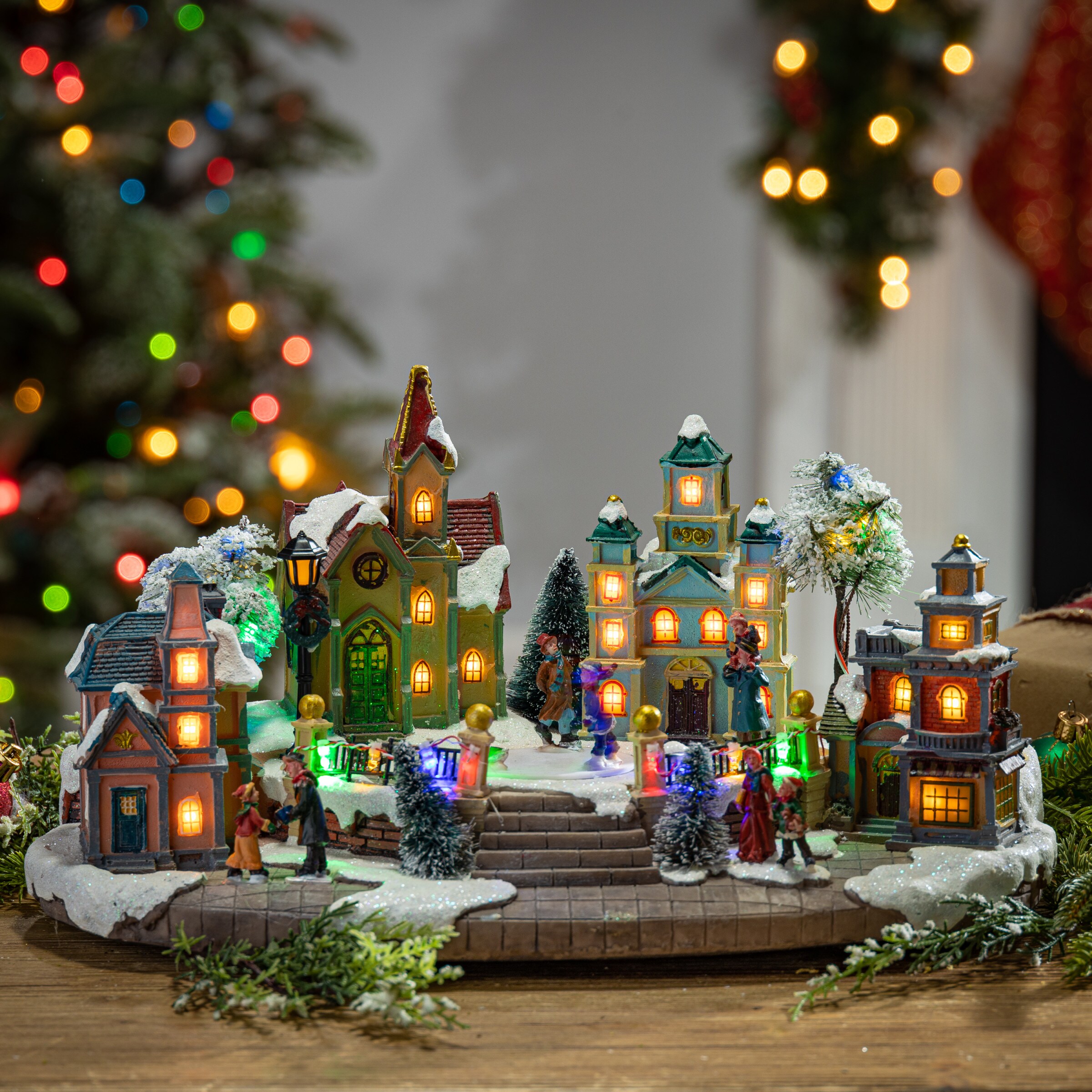 Gerson International Electric Lighted Musical Holiday Village ...