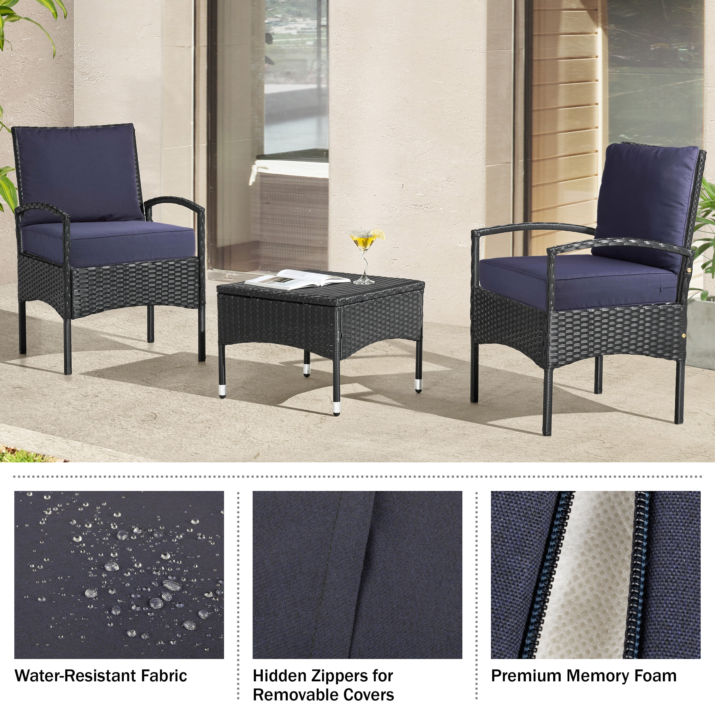 Lavish Home HT-OUTDR-NVY Patio-Furniture-Cushions - View #3