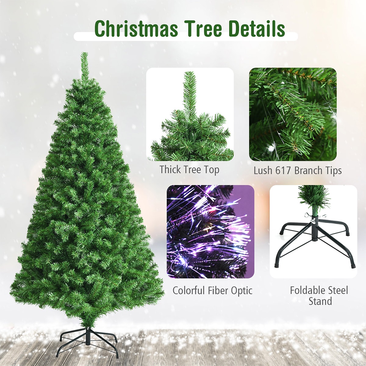 WELLFOR 6-ft Pre-lit Artificial Christmas Tree with Multicolor CM-HJY ...