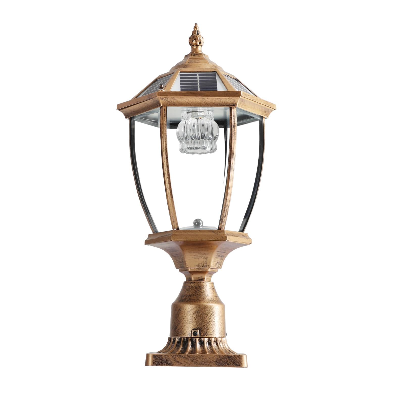 Bayfeve BF-FC1VDB Retro Gold Solar Column Headlights With Dimmable LED 20.1-Inches H Bronze Solar LED Post light