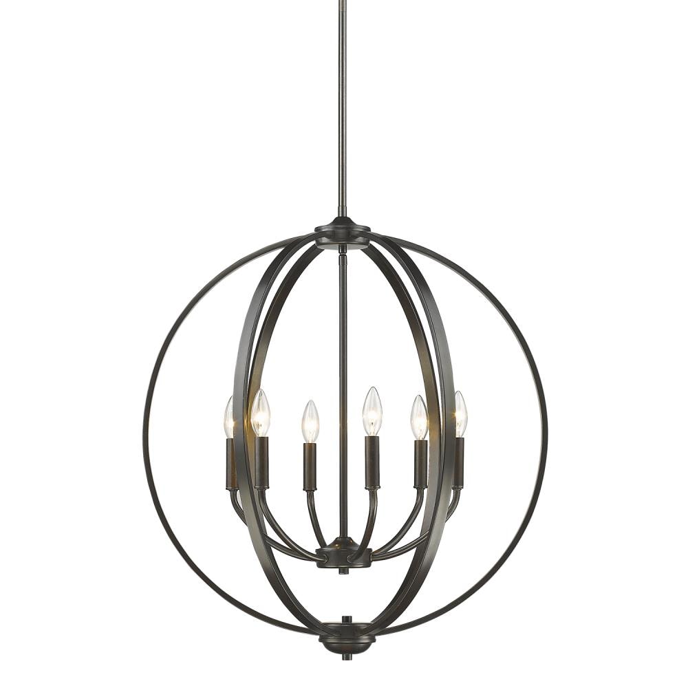 Golden Lighting 3167-6 EB Colson 6 -Light Brushed Bronze Modern/contemporary For Use in Bedrooms, Dining Rooms, Foyers, Kitchens, Living Rooms Chandelier