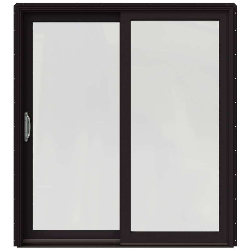 JELD-WEN 72-in x 80-in Tempered Black Clad-wood Left-Hand Sliding Patio ...