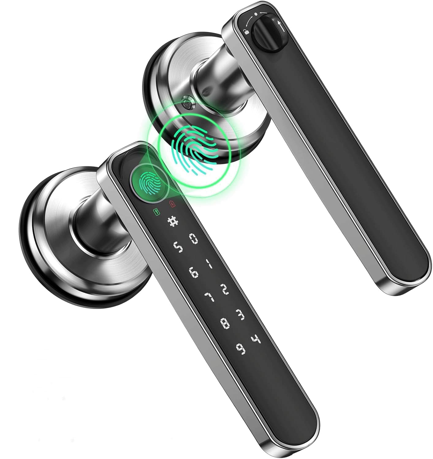 Yichuhaoxi  Smart Fingerprint Door Lock Keypad Entry Door Knob with Handle App Control Biometric Code Access for Bedroom Home Office Apartment