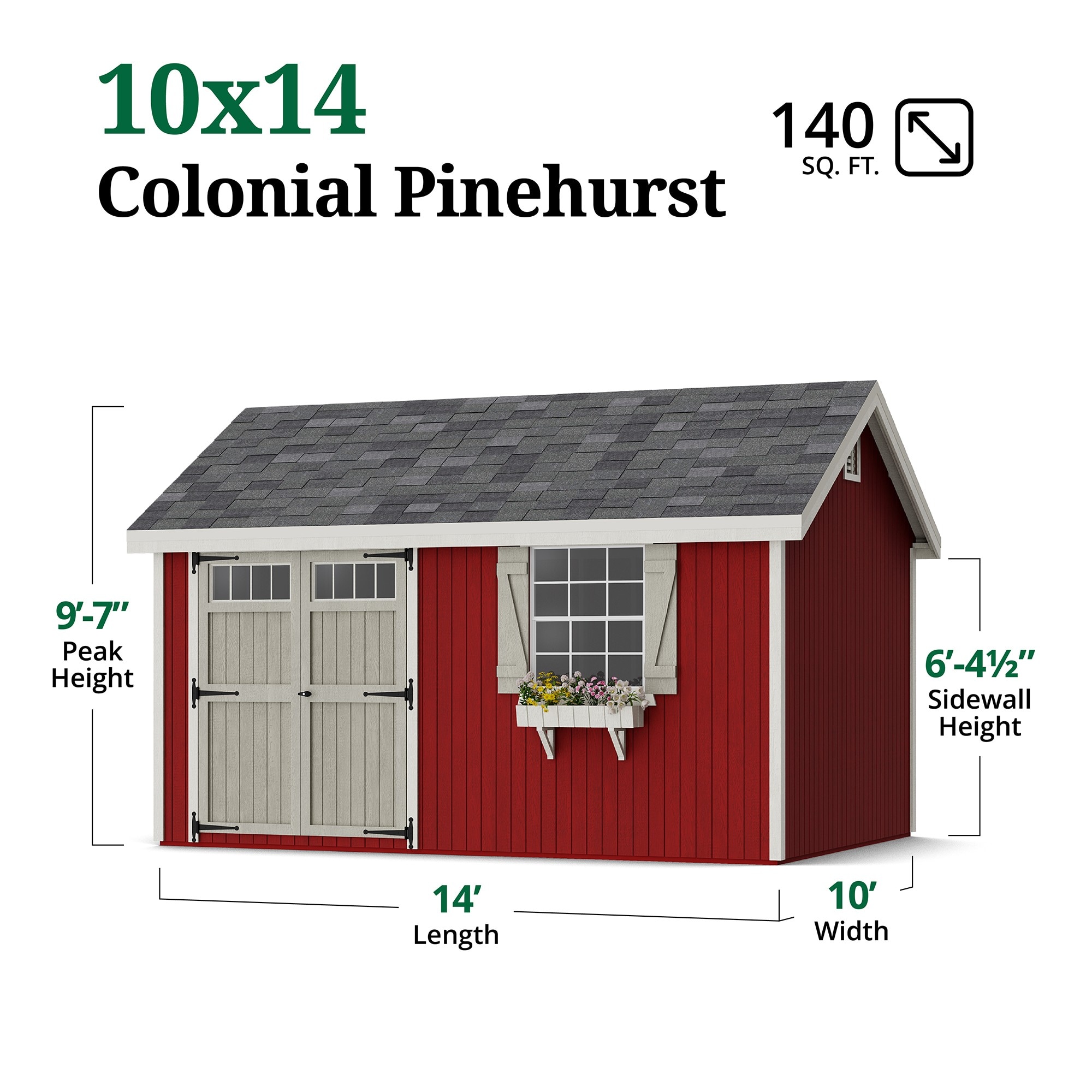 Little Cottage Co 10X14 PCGS-PC Wood-Storage-Buildings - View #3