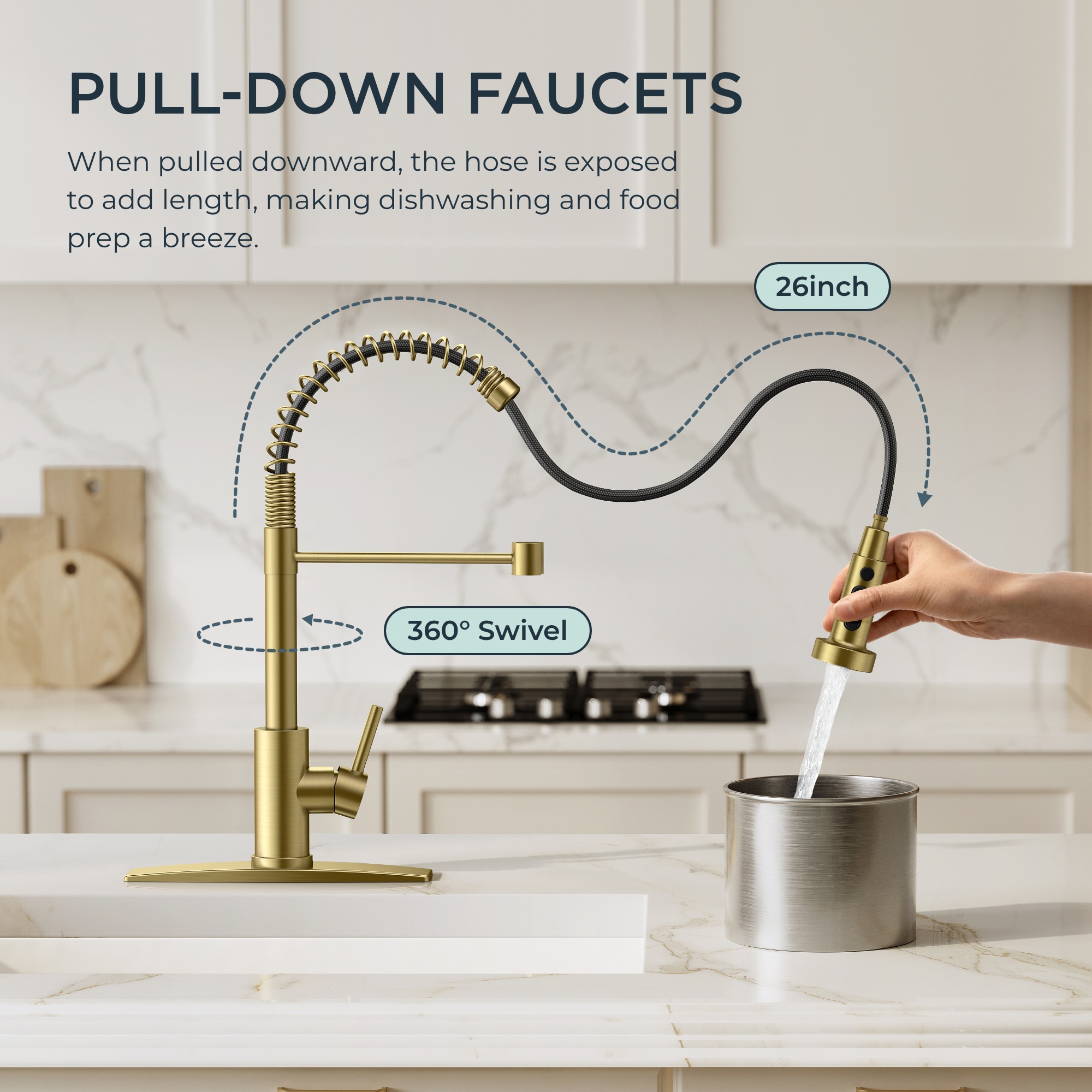 FORIOUS Gold Kitchen Faucets with Pull cheapest Down Sprayer, Kitchen Sink Faucet