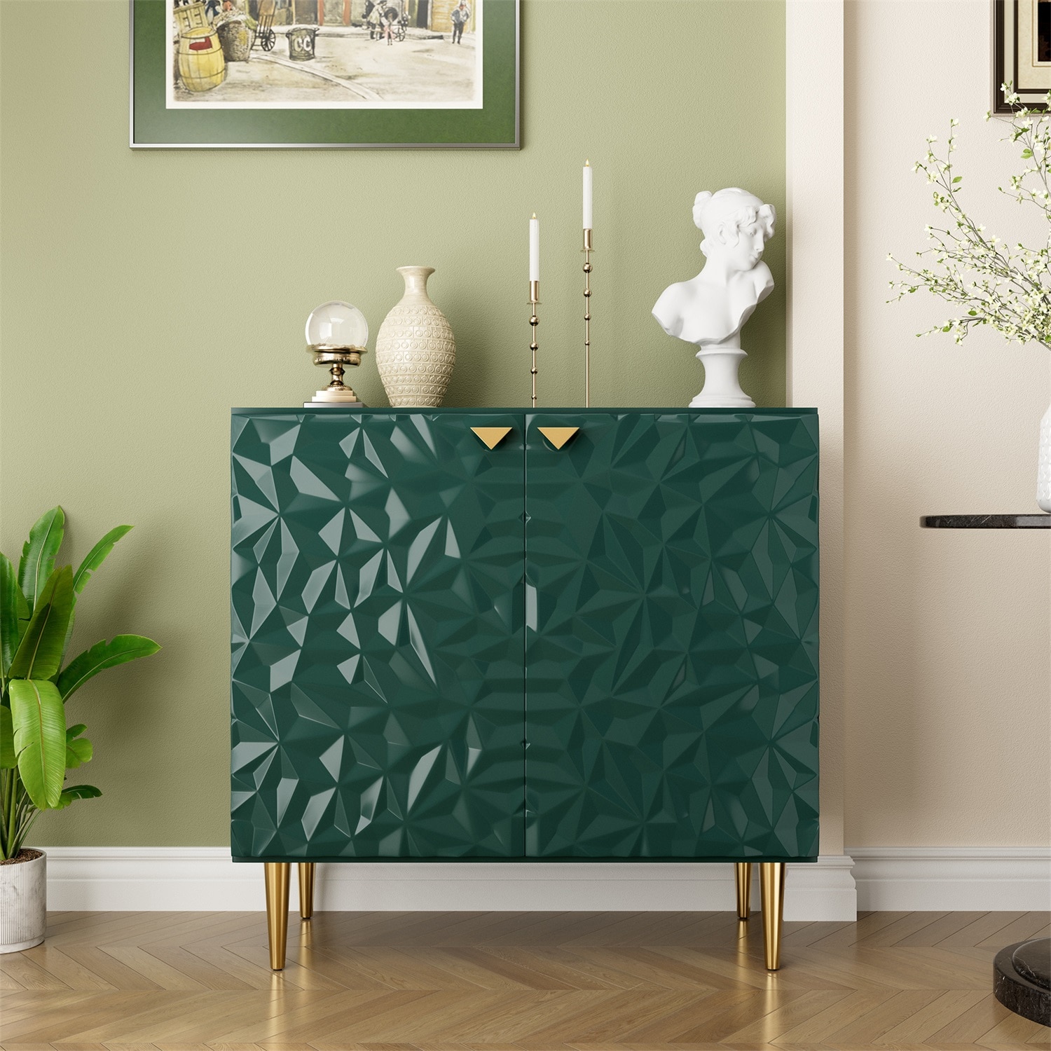 Mondawe MO-JH-052-GR 31.5-in W 2-Door Green Accent Cabinet