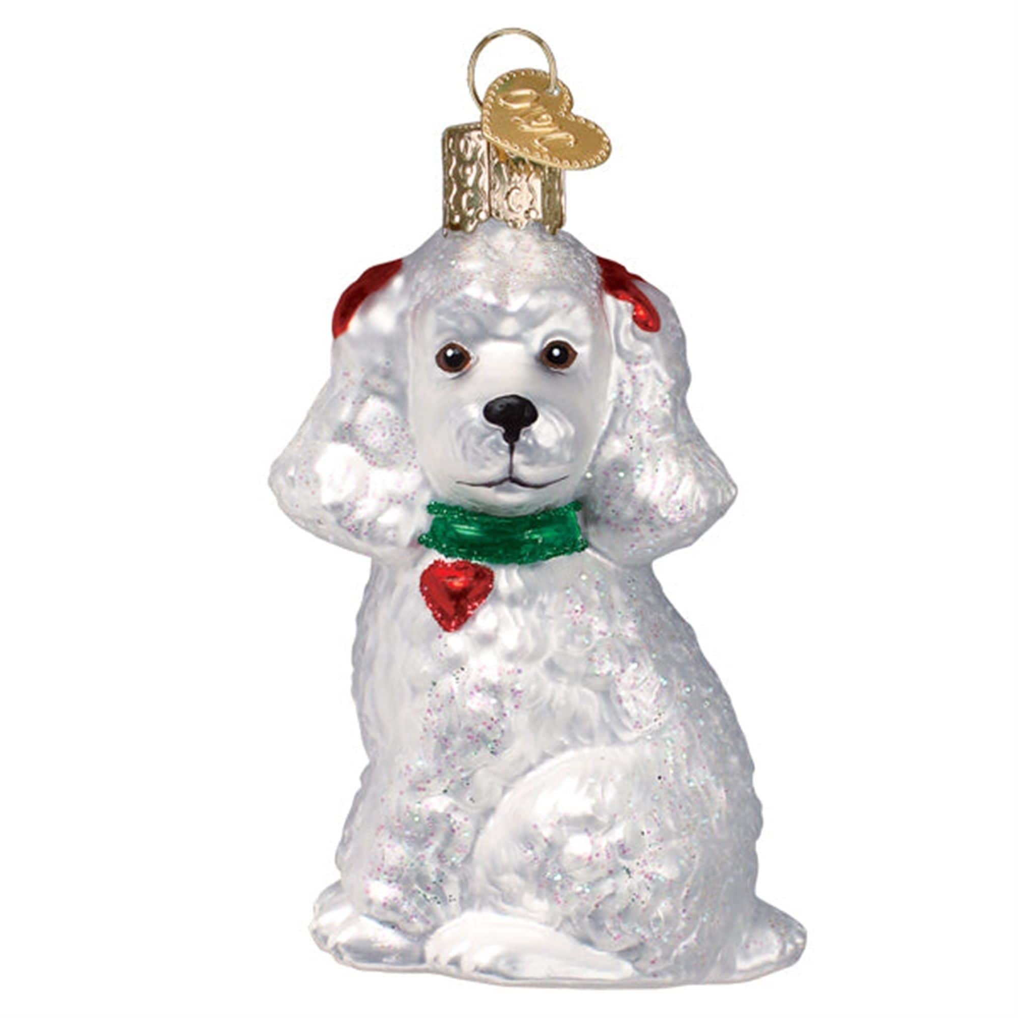 Old World Christmas 729343126139 Blown Glass Ornament for Christmas Tree - White Poodle
