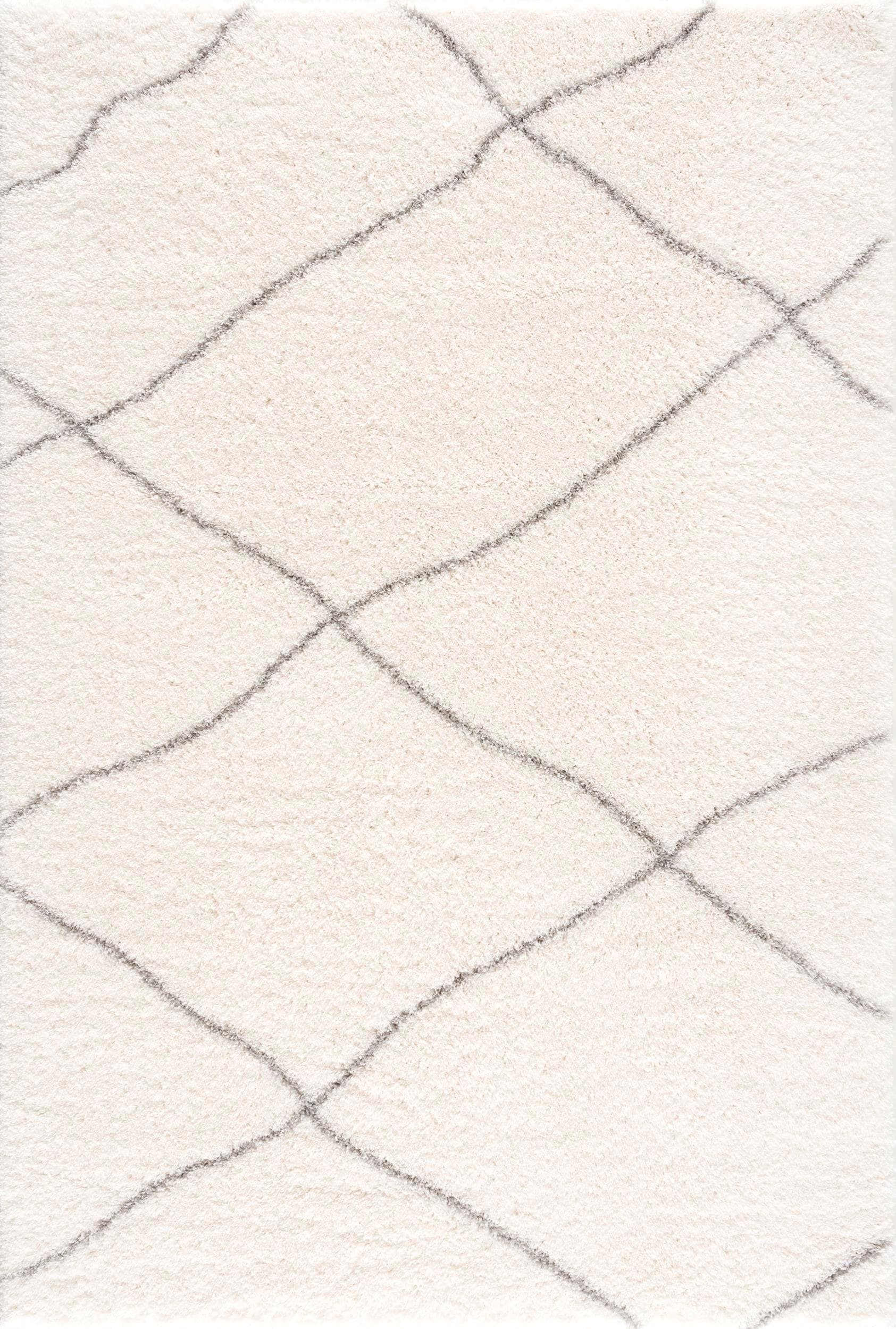 Rug Branch Linea 8' x 11' Contemporary White and Grey Trellis Indoor Area Rug