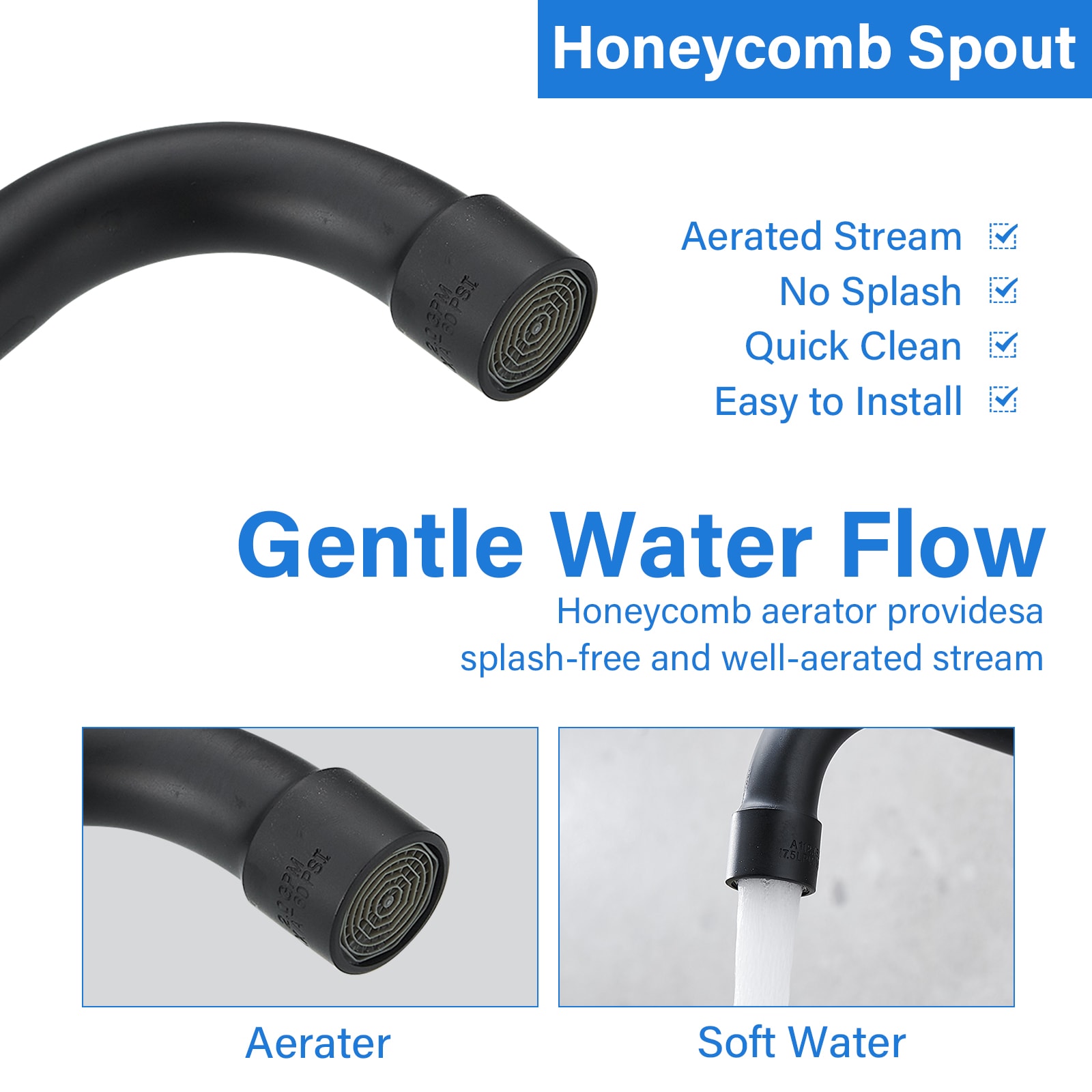 Matte Black Wall-Mount Dual Handle Kitchen Faucet