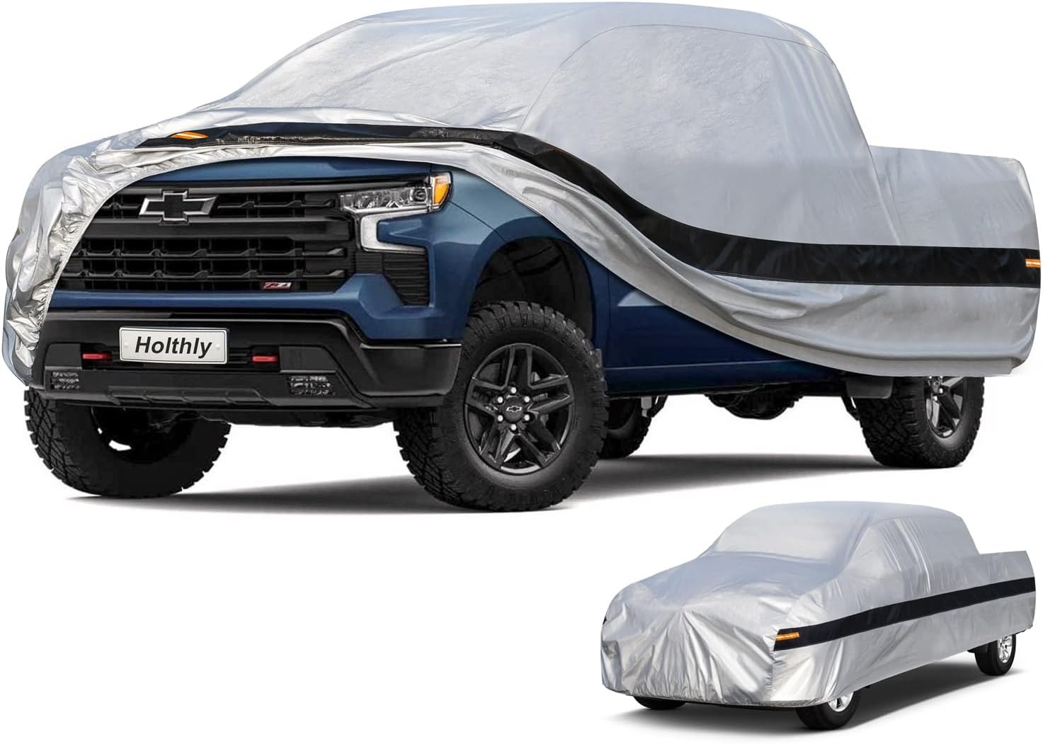 Holthly - 10-Layer Waterproof Truck Cover All Weather Pickup Cover 230 To 242 Inches Universal Fi...