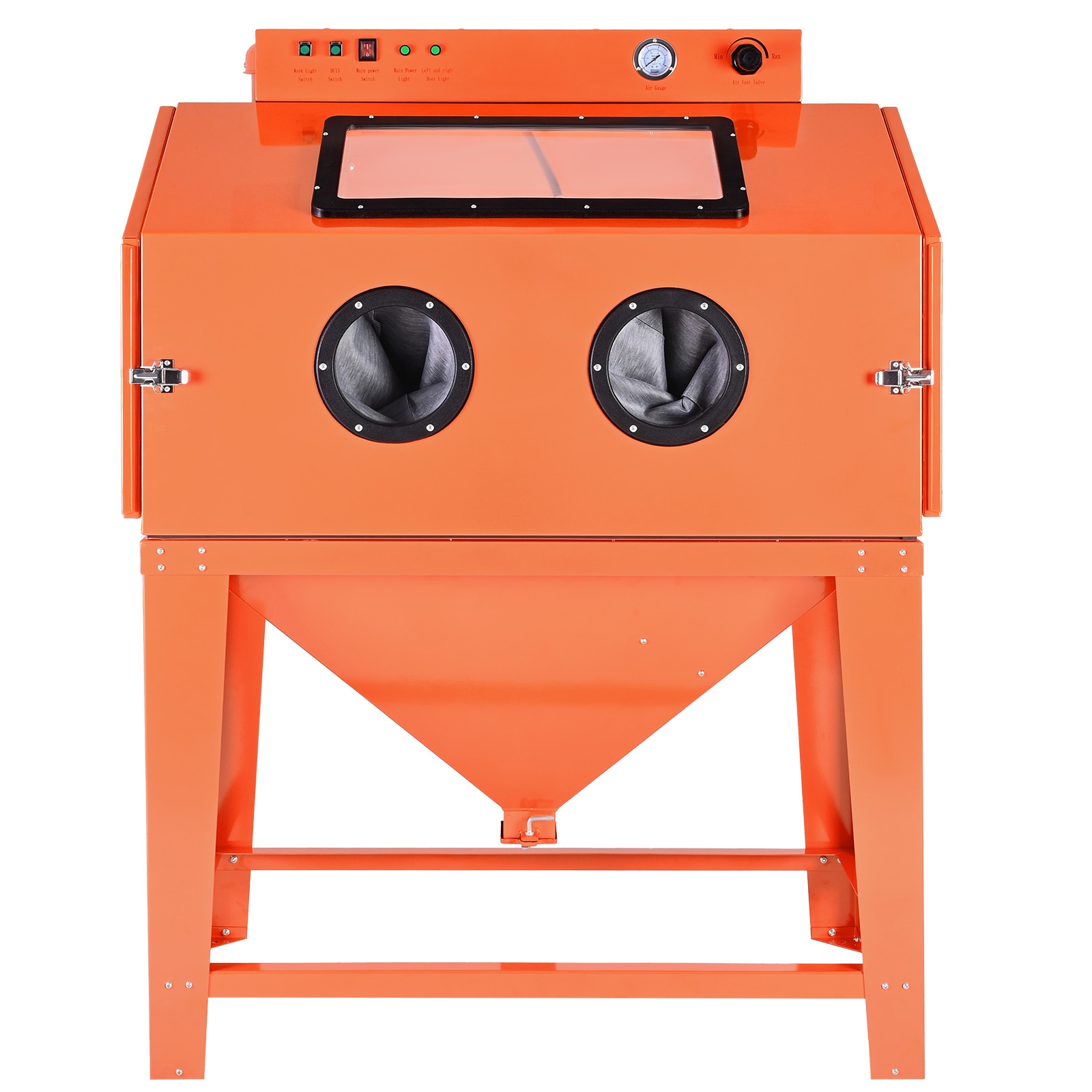 VEVOR 115 Gallon Sandblasting Cabinet  Heavy Duty Steel Sand Blasting Cabinet with 31-Gallon Media Hopper  Dual Blasting Guns and 1.6HP Dust Collector for Oversized Parts Surface Finishing  Rust Removal