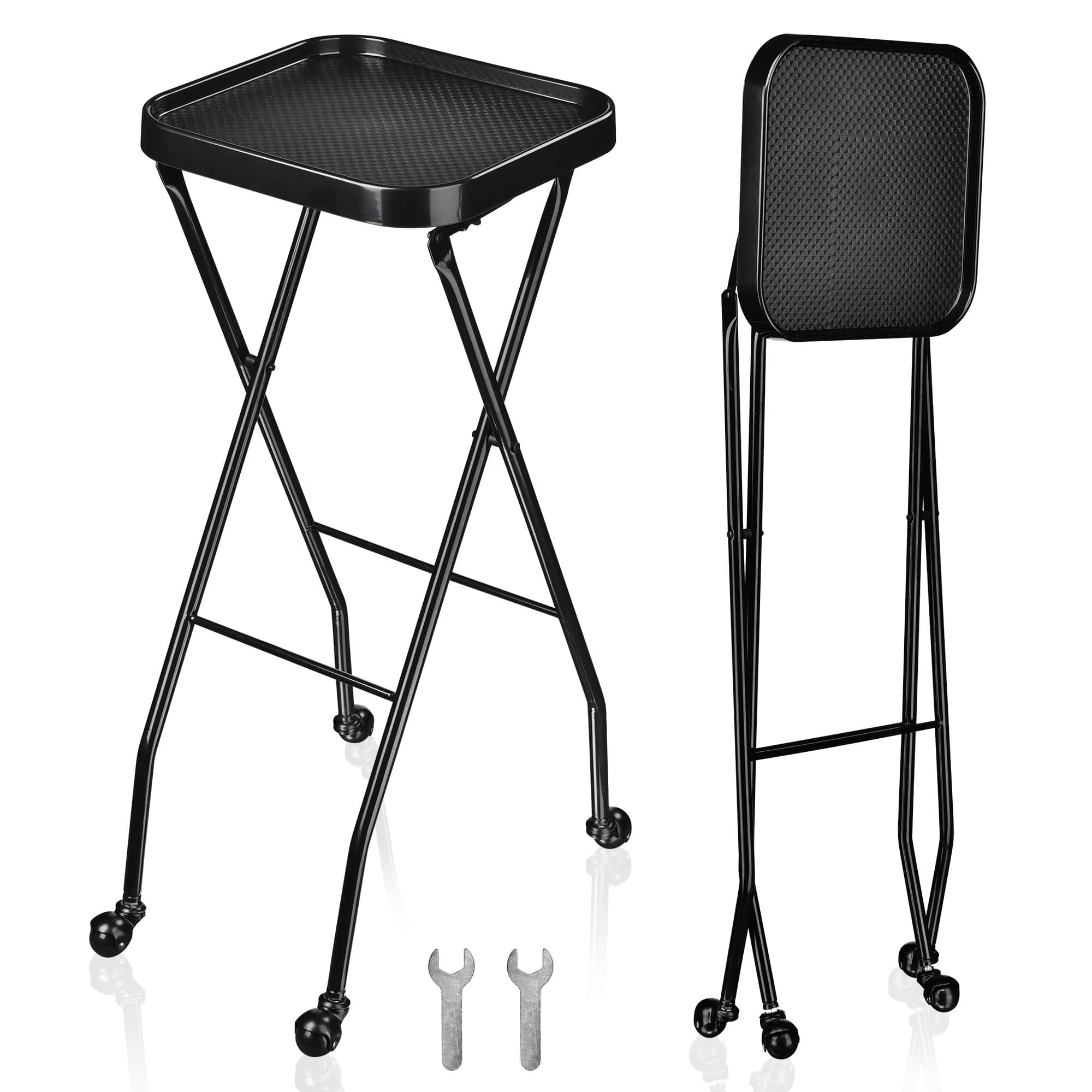 Yescom 12TRL004-FOLD-X2-LO 2 Packs Salon Folding Rolling Tray Beauty Station Trolley Storage Cart Barber