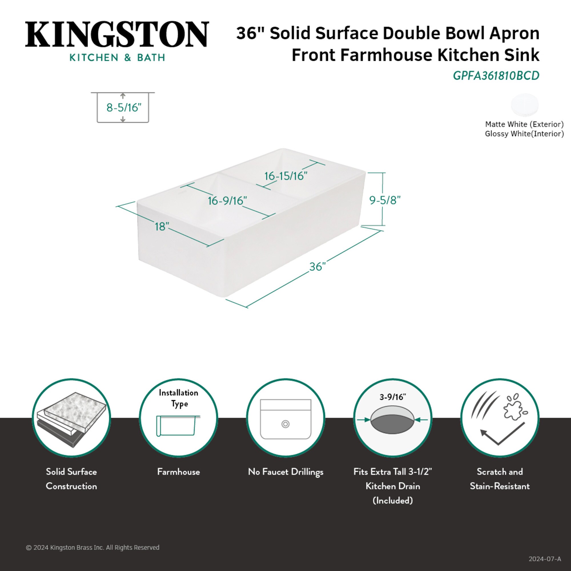 Kingston Brass WLGPFA361810BCD Kitchen-Sinks - View #3