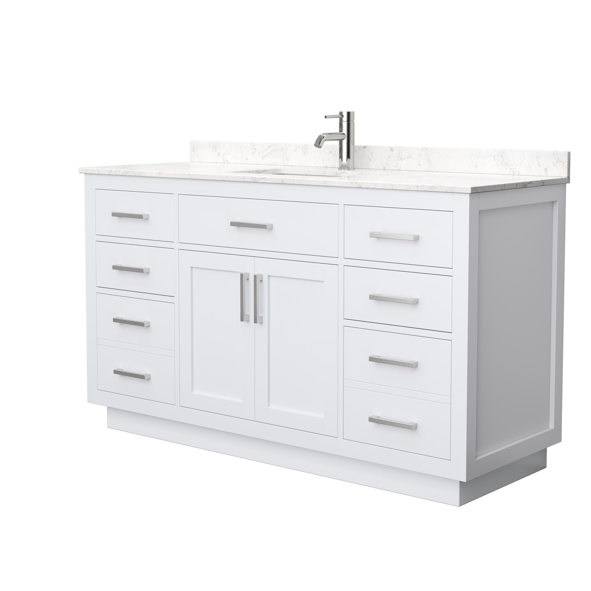 Wyndham Collection WCG262660SWHCCUNSMXX Beckett TK 60-in White Undermount Single Sink Bathroom Vanity with Carrara Cultured Marble Top