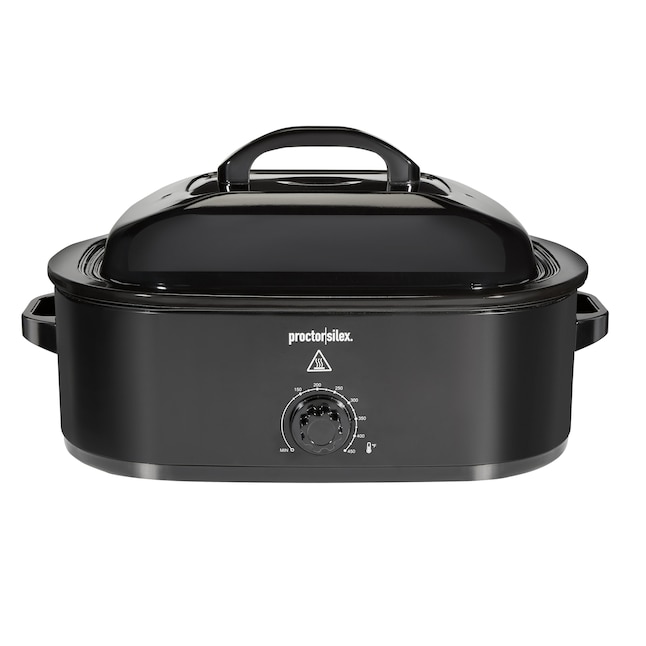 Proctor Silex 18-Quart Black Oval Ceramic Roaster Oven with Metal Lid in  the Roaster Ovens department at