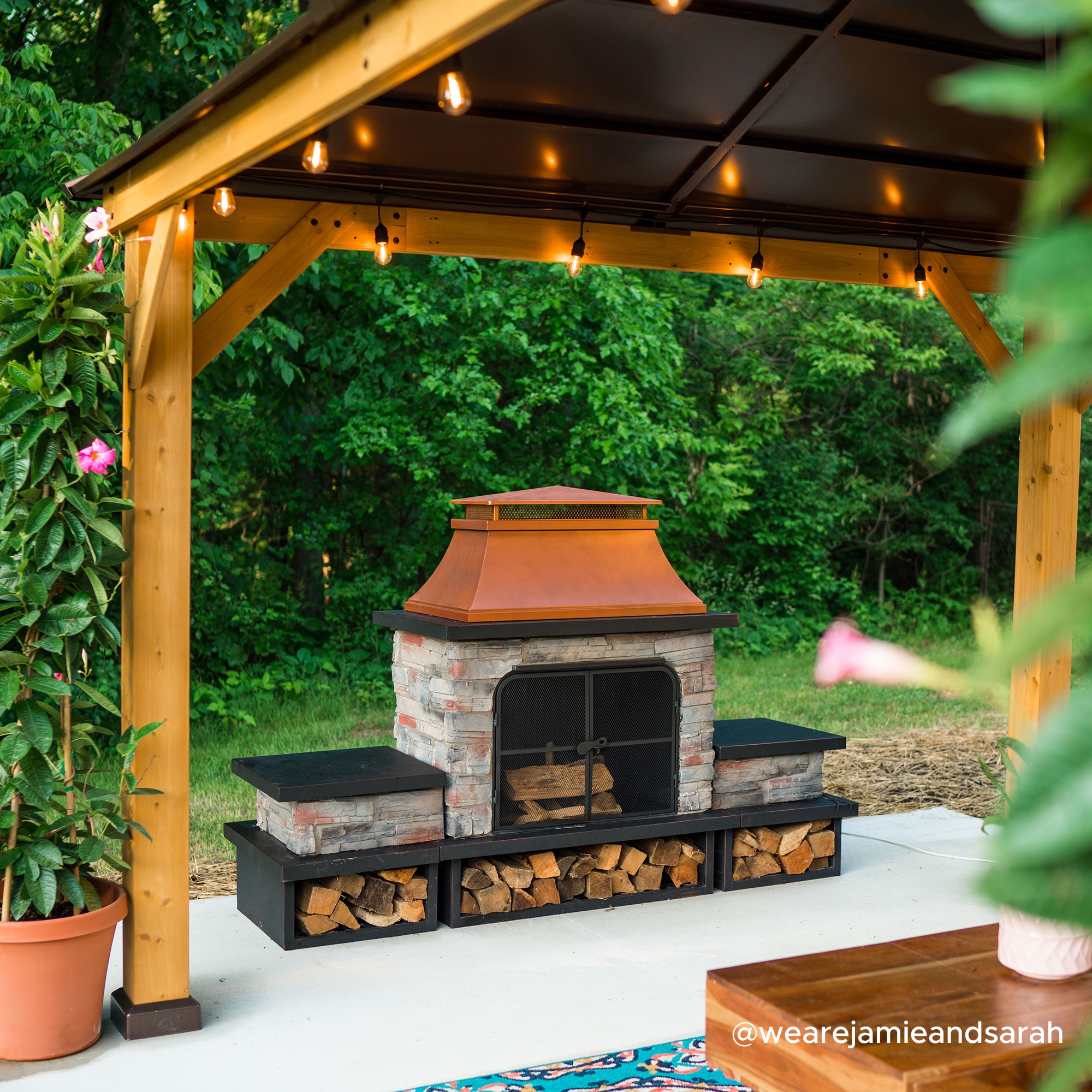 Sunjoy Copper Steel Outdoor Wood-Burning Fireplace in the Outdoor Wood- Burning Fireplaces department at