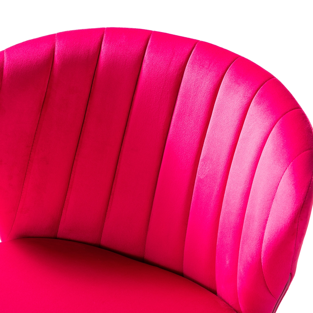 Fuchsia Velvet Upholstered Side Chair with Golden Metal Legs
