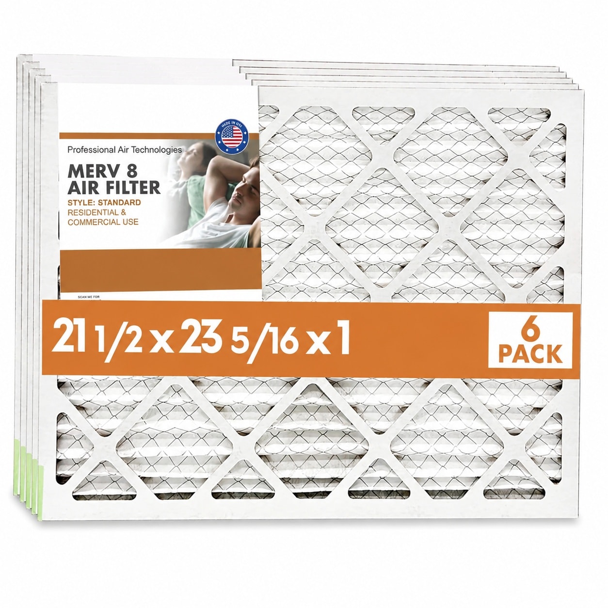 LILILIAN FMY  Proairtek AF21H23D1M08SWH Model Standard 21.5 x 23 5/16 x 1 Pack of 6 Air Filters MERV 8 for Home Air Quality