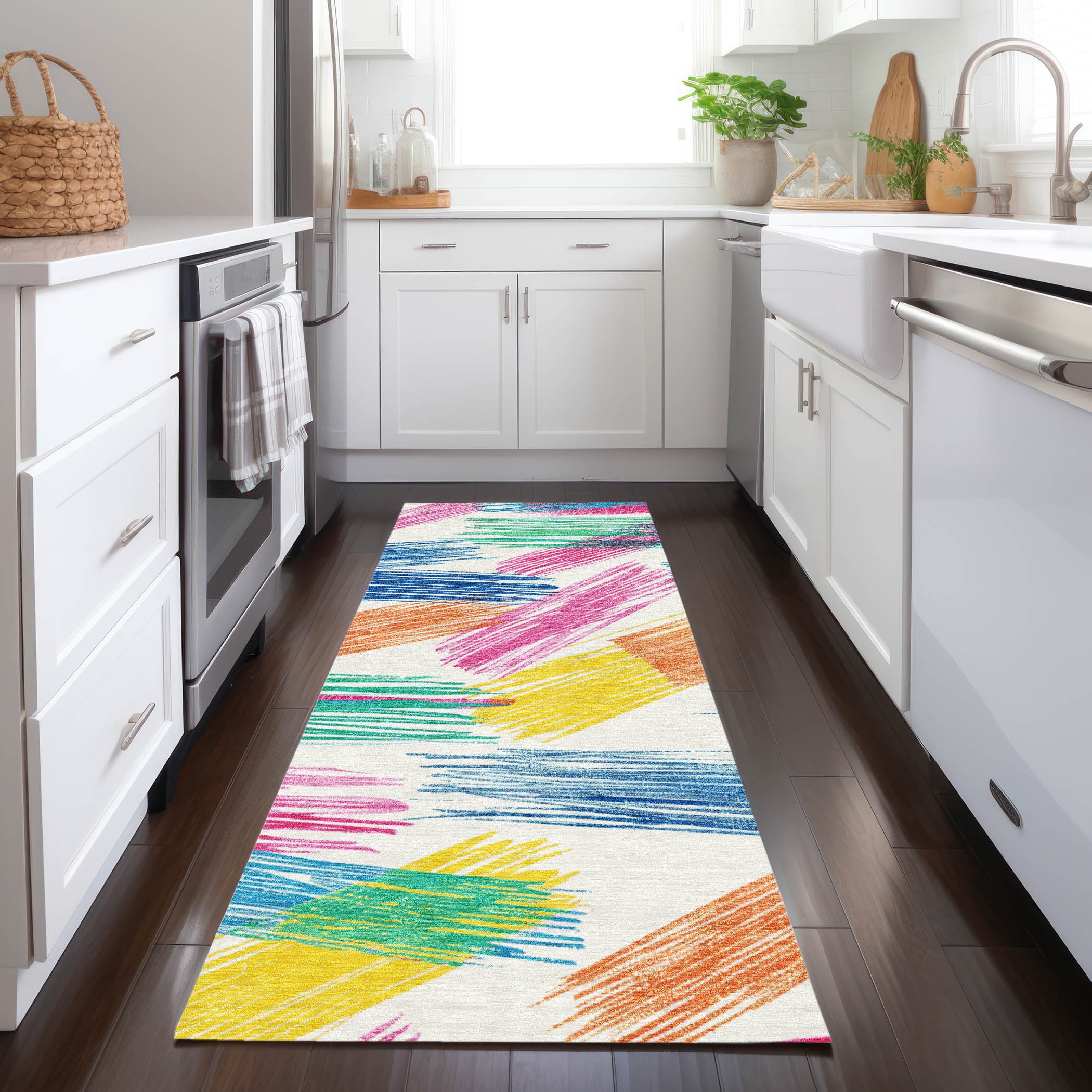 Addison Rugs ACN1696WI2X8 Chantille ACN1696WI 2 x 7 (ft) Loomed White Rectangular Indoor/Outdoor Machine washable Pet Friendly Area rug