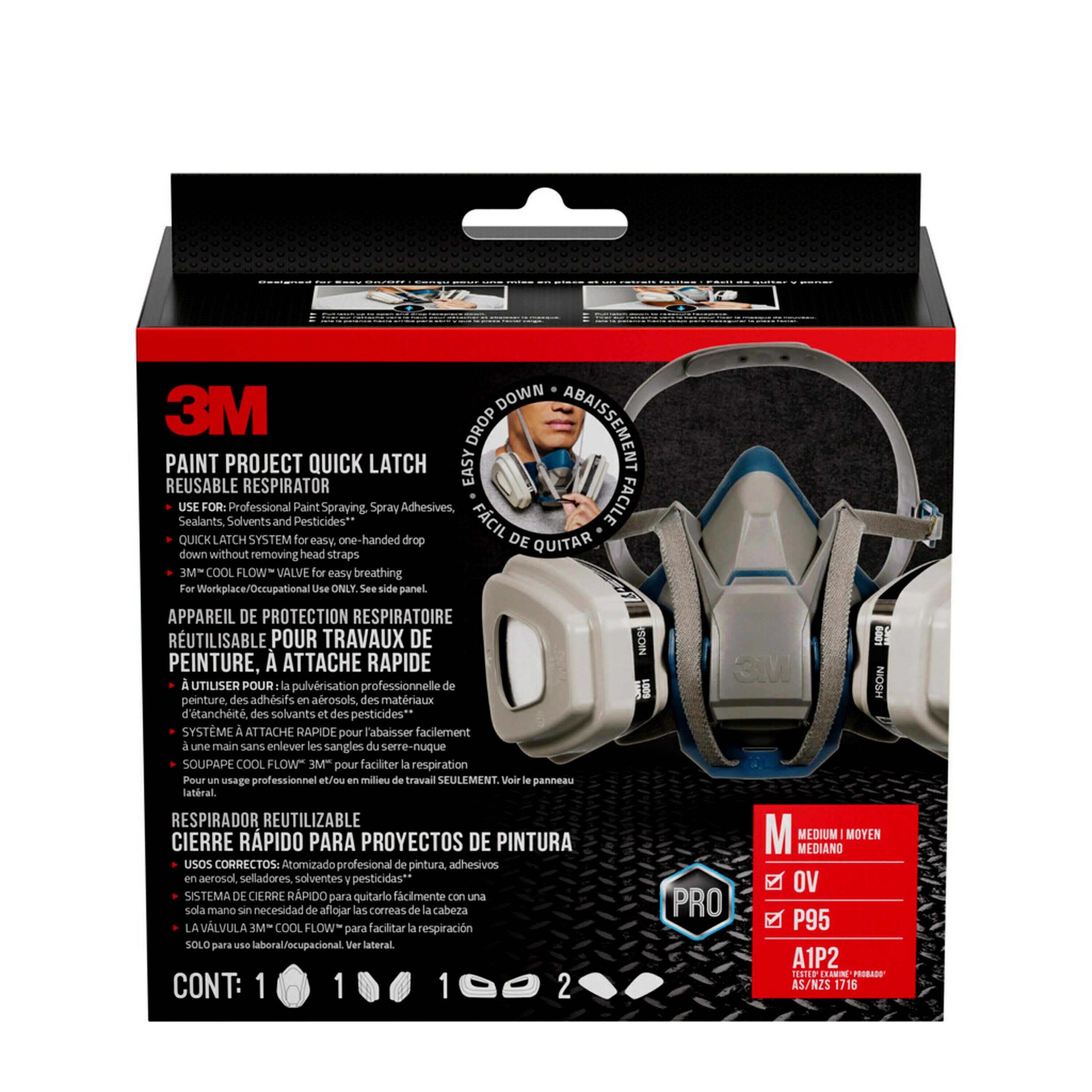 3M 6502QLP1-DC Gray Reusable P95 Adult medium Painting Half face respirator