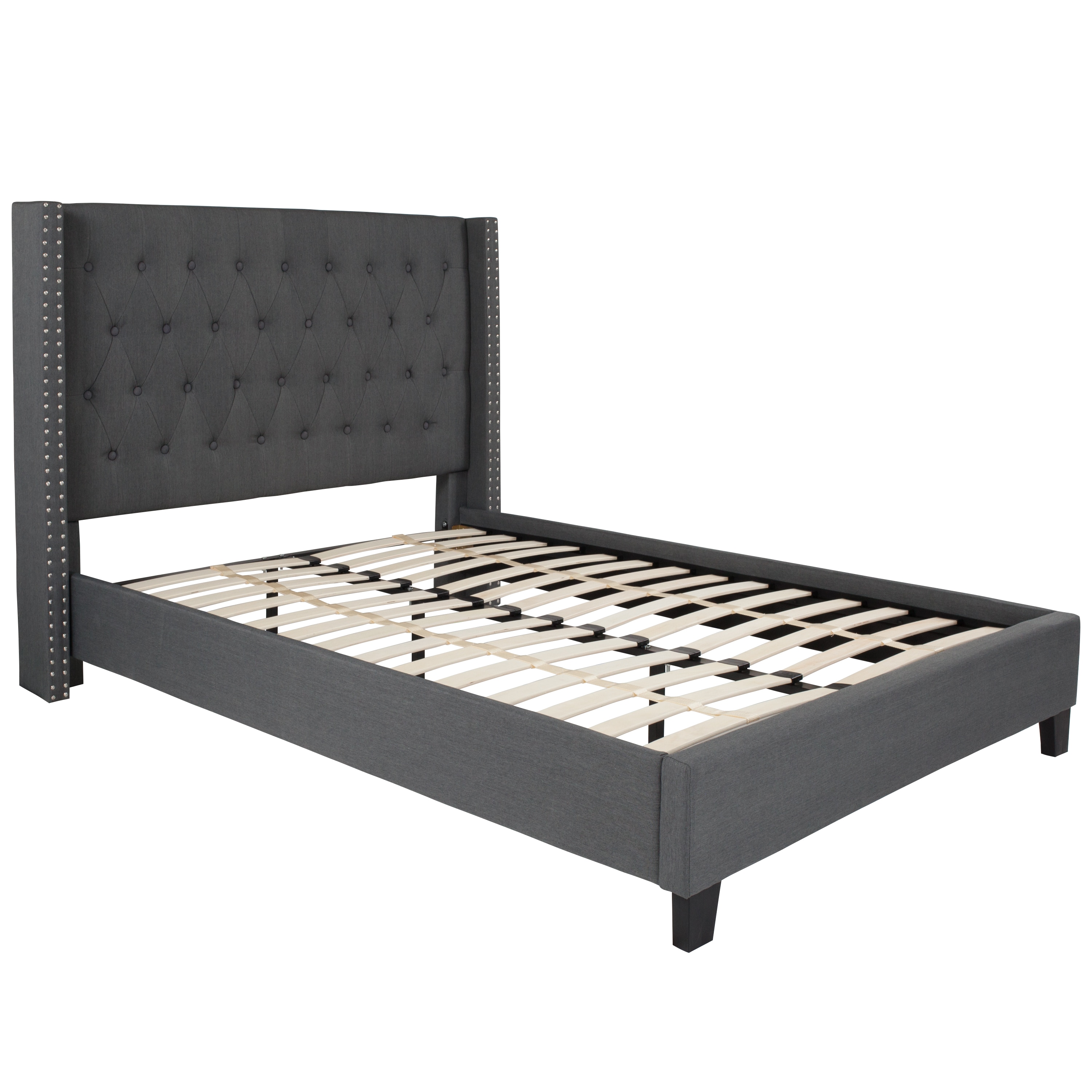 Flash Furniture Riverdale Dark Gray Full Transitional Platform Bed in ...