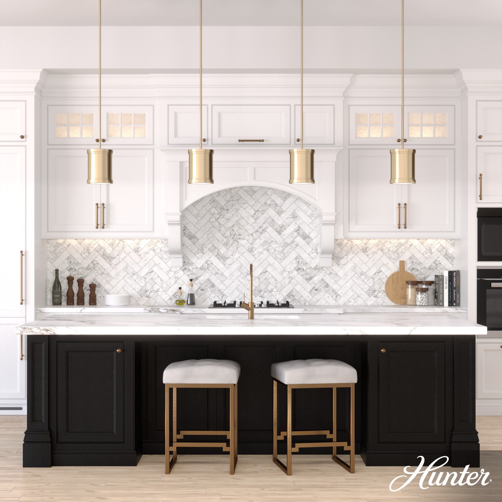 Alturas Gold Painted Cased White Glass Drum Pendant Light