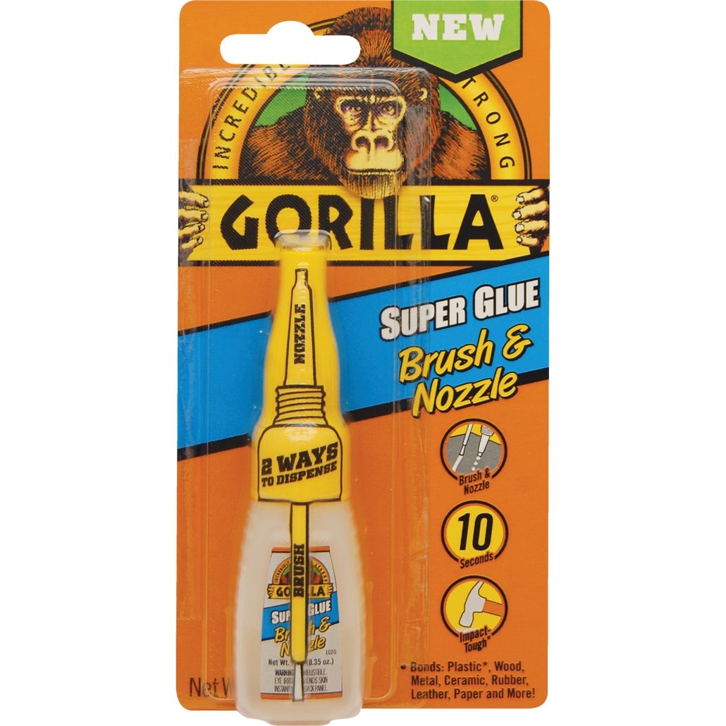 Gorilla 7500102-24 Super Glue with Brush and Nozzle Applicator - Clear Fast-Setting Adhesive 12g (Pack of 24)