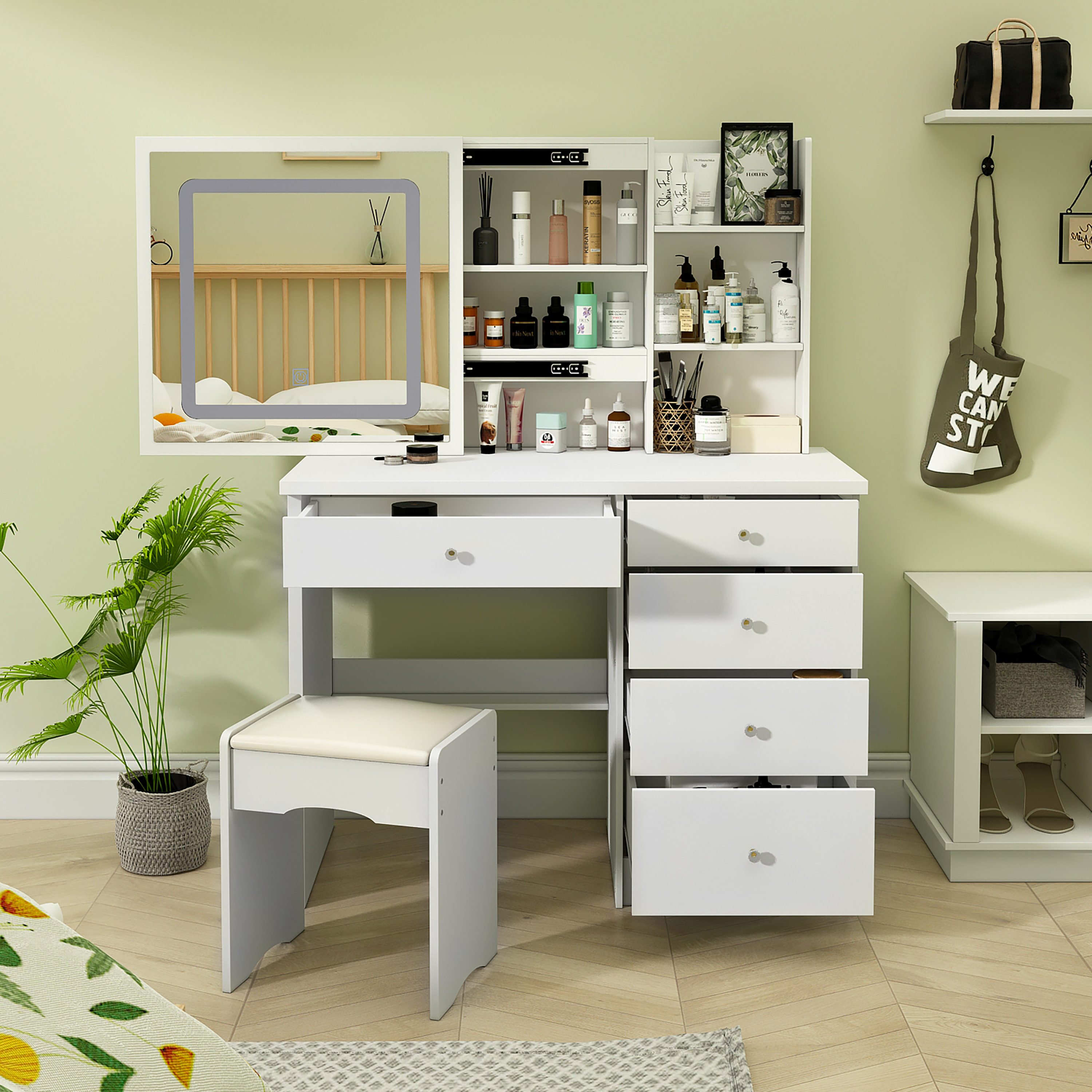 Jewelry/ Cosmetics Cabinet. Desktop Cabinet. Ivory WHITE Bathroom