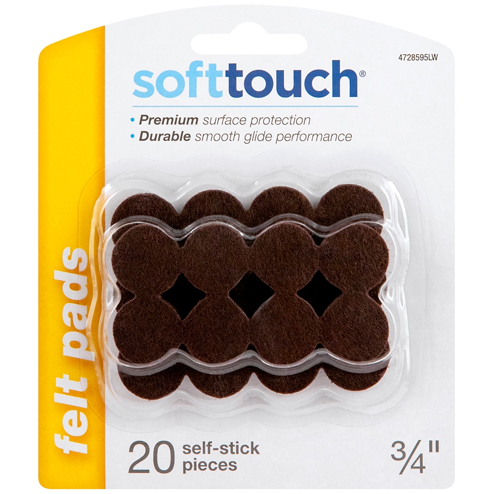 SoftTouch 20-Pack 3/4-in Brown Round Felt Furniture Pads in the