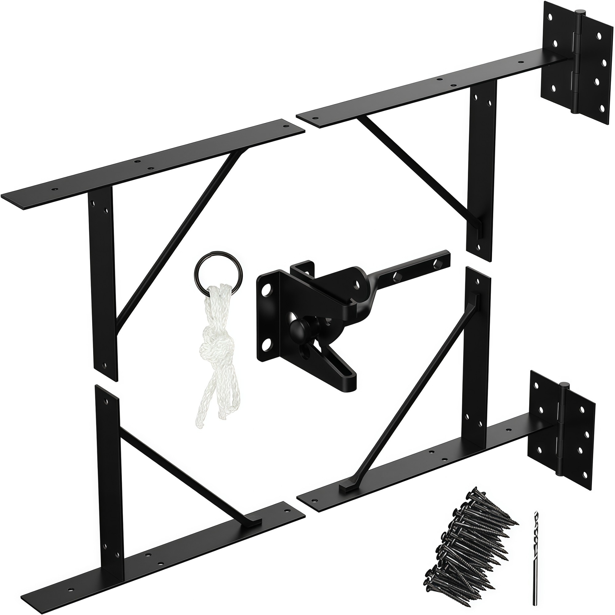 Numhew 11.9in L 7.6in W 24-Hole Black Heavy Duty Steel Painted Anti Sag Gate Kit #NHWILL09848
