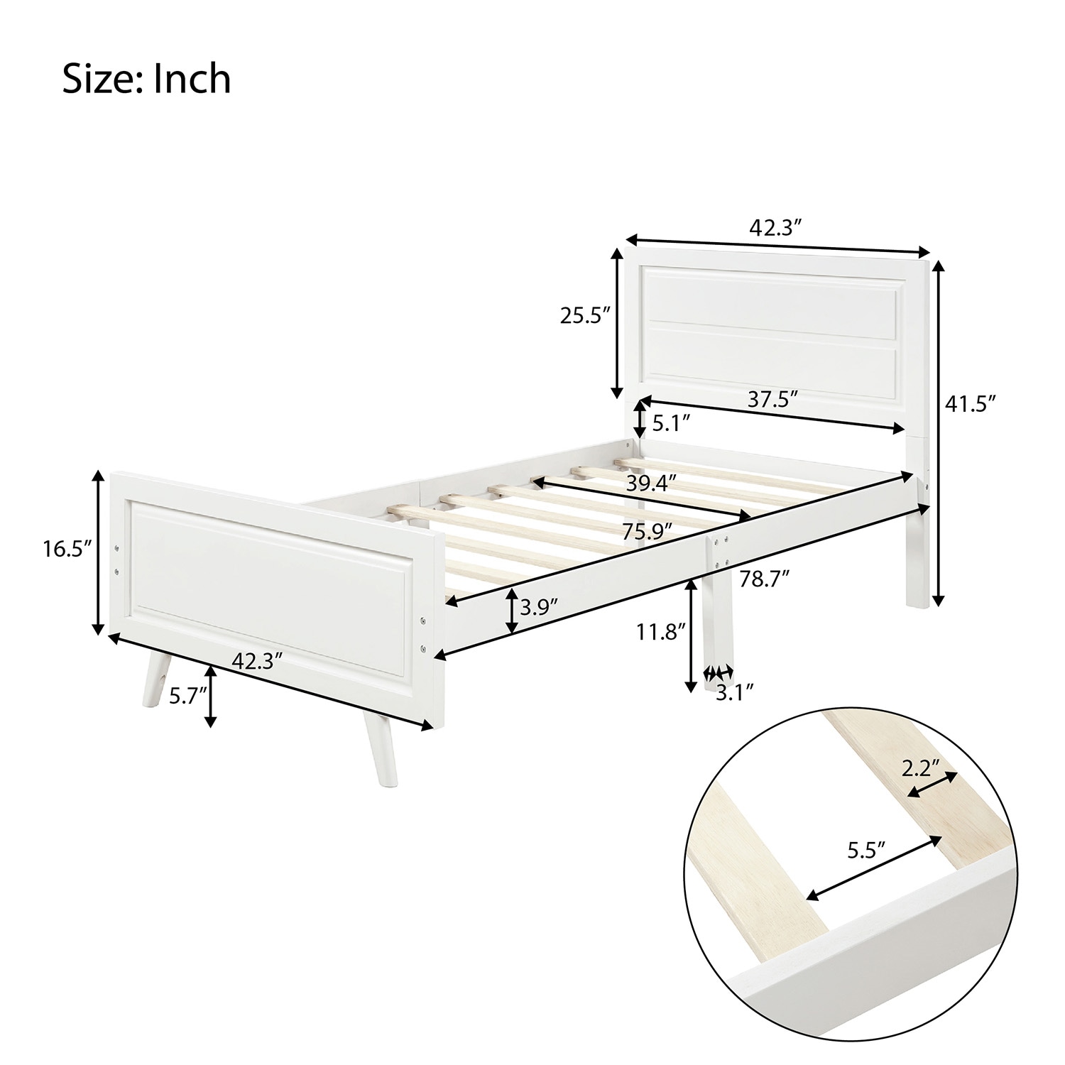 Mondawe Contemporary Wood Platform Bed Twin Bed Frame Mattress ...