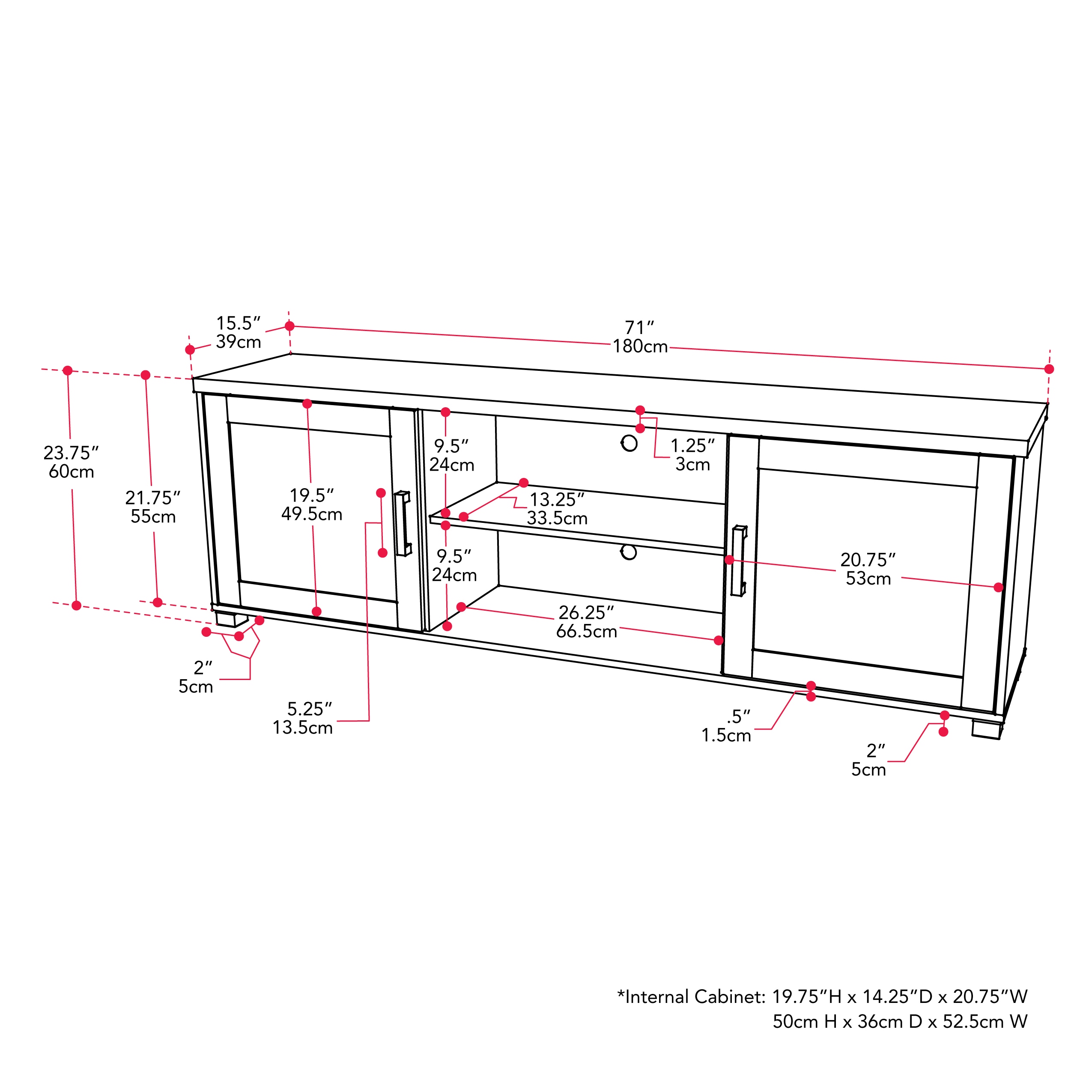 Virlomi 71" Black Engineered Wood TV Stand with Cabinet Storage