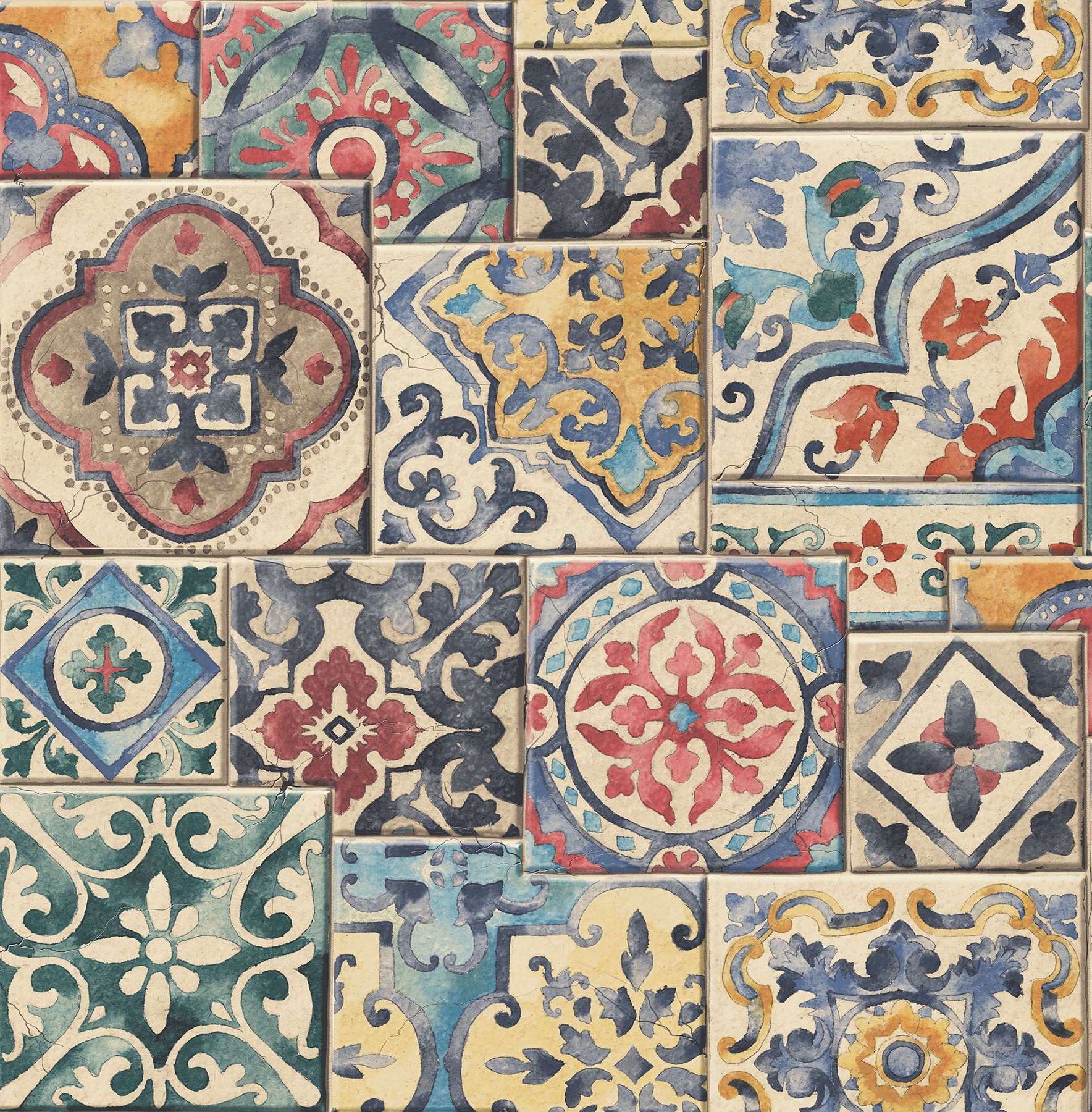 A-Street Prints 2922-22301 Trilogy 56.4-Sq. Feet Multicolor Non-woven Tile Unpasted Wallpaper