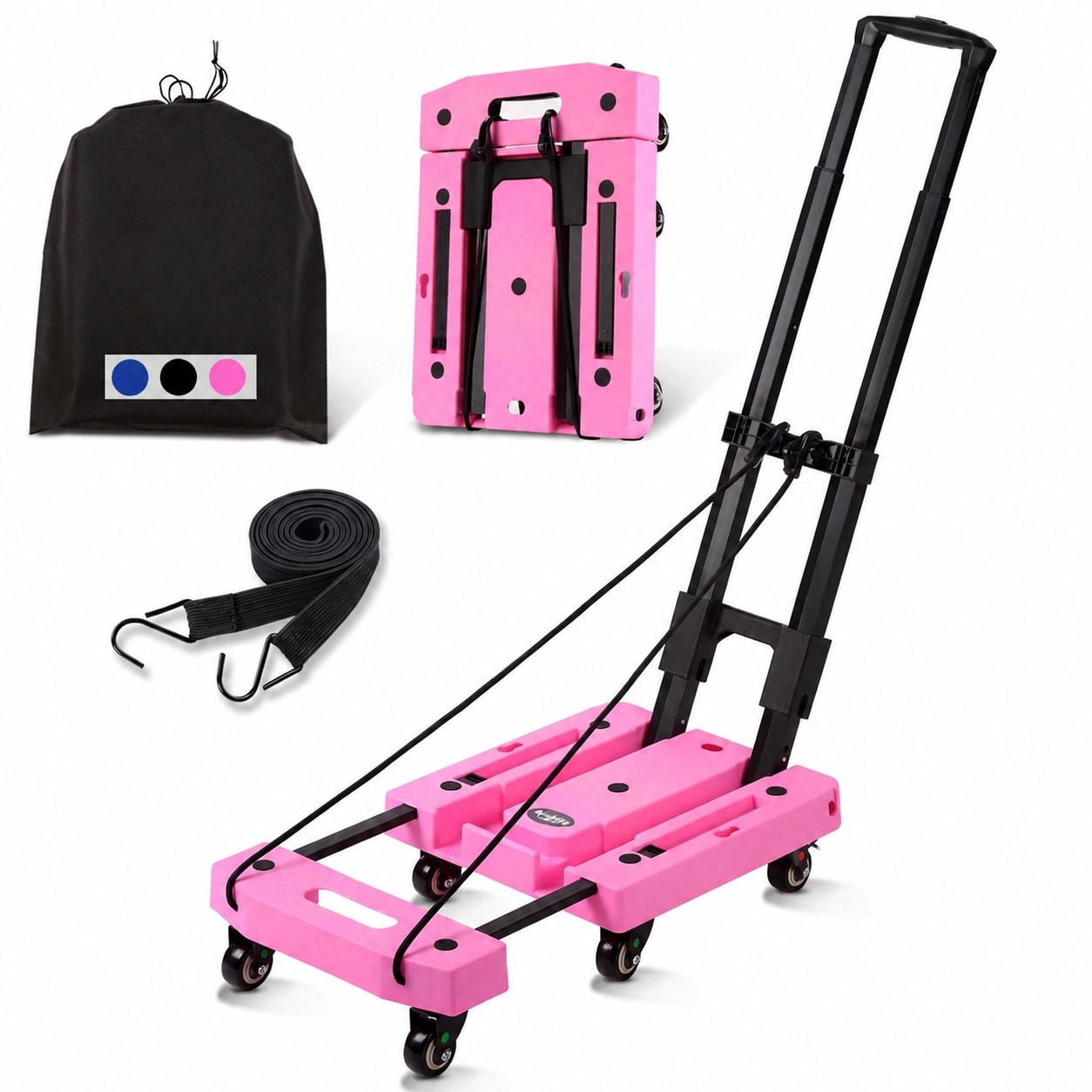 DYRCJ  Folding Hand Truck Lightweight Hand Truck Dolly Foldable Luggage cart with 6 Rotate Wheels Utility Cart with Adjustable Handle Collapsible