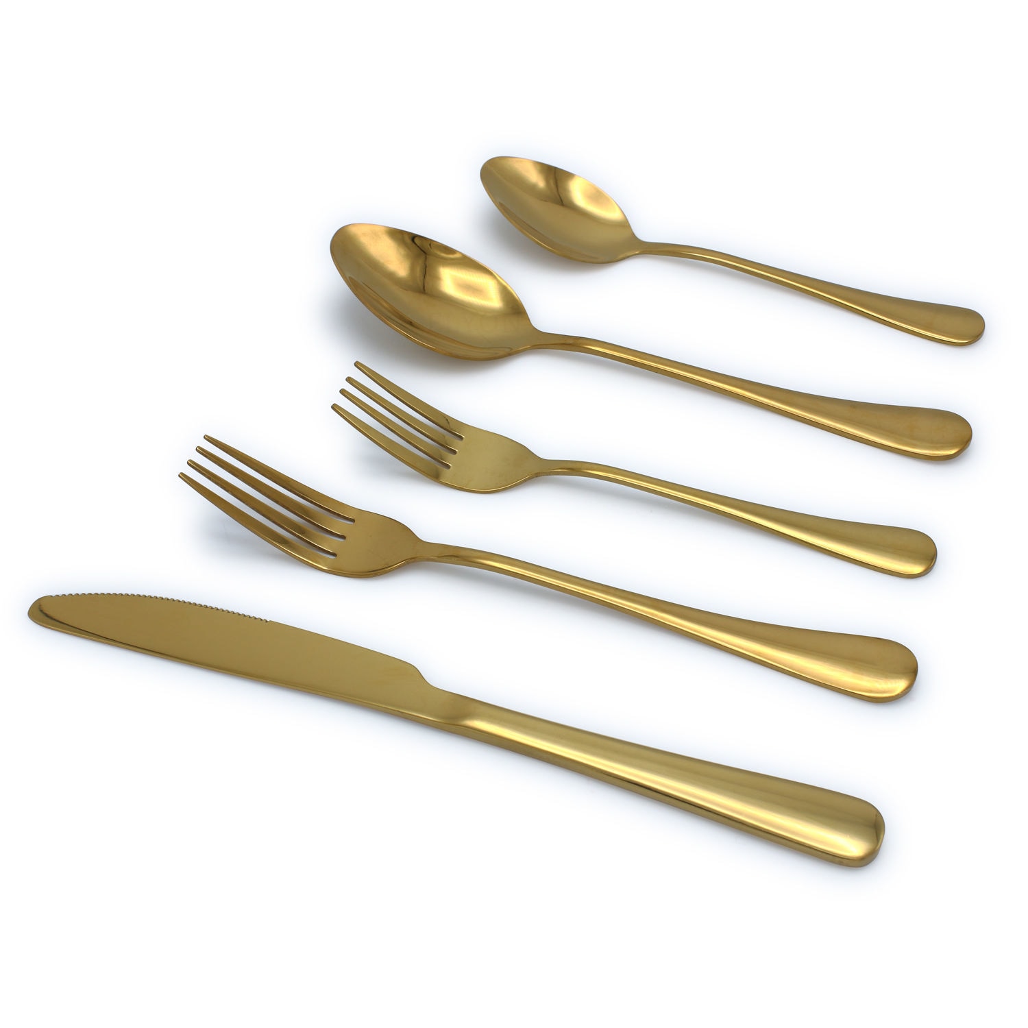 Elyon Tableware Luly Reflective Gold 20-Piece Flatware Set Stainless Steel Service For 4