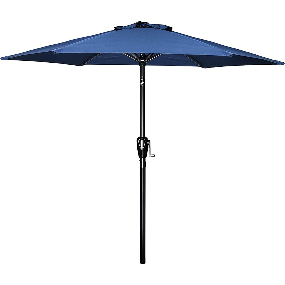 7.5 ft Blue Polyester Crank Market Patio Umbrella with Tilt and Rust Resistant Aluminum Frame Stainless Steel | - Sunrinx MG38-PU-2