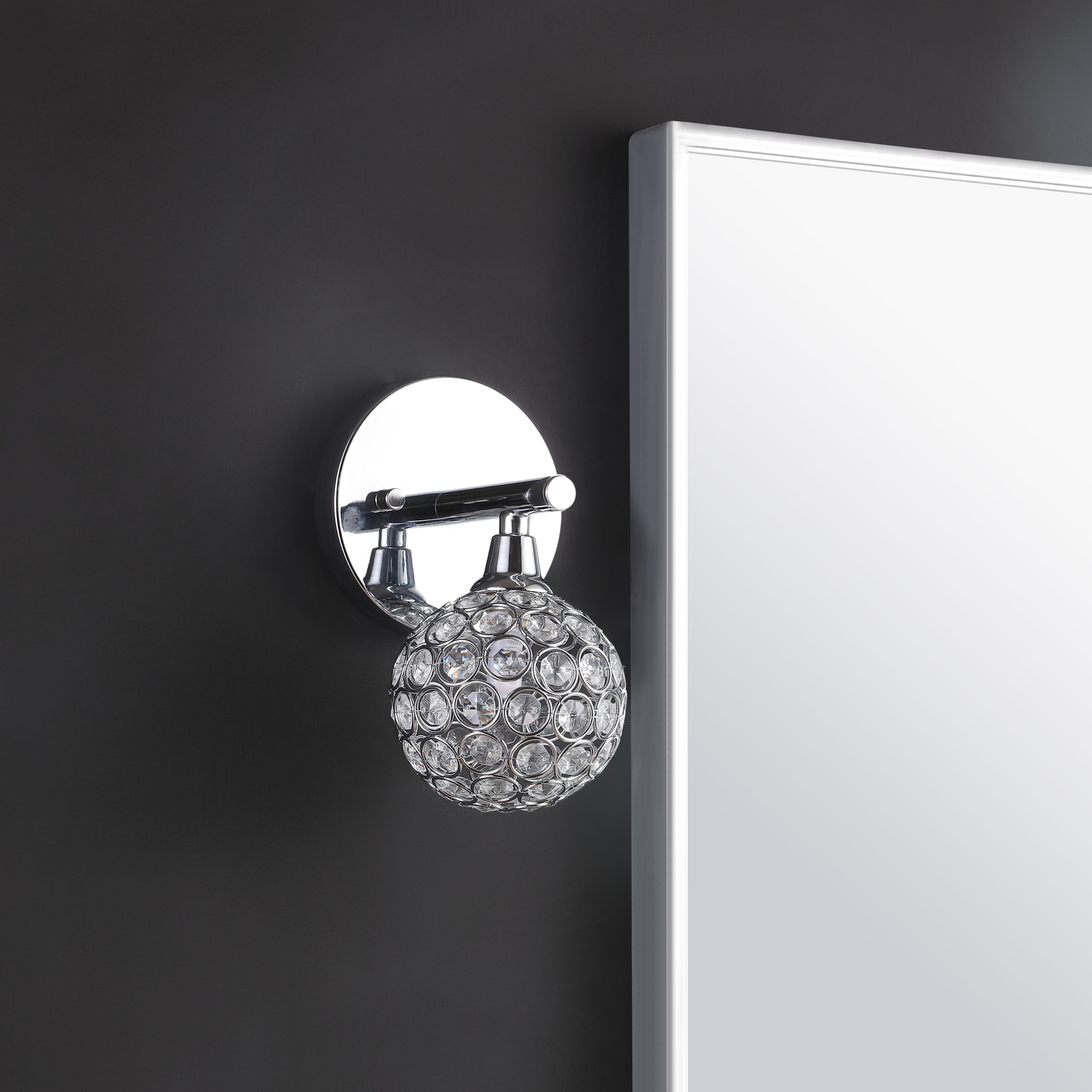 Maeve 4.75" Chrome Polished Globe Vanity Light with Crystal Prisms