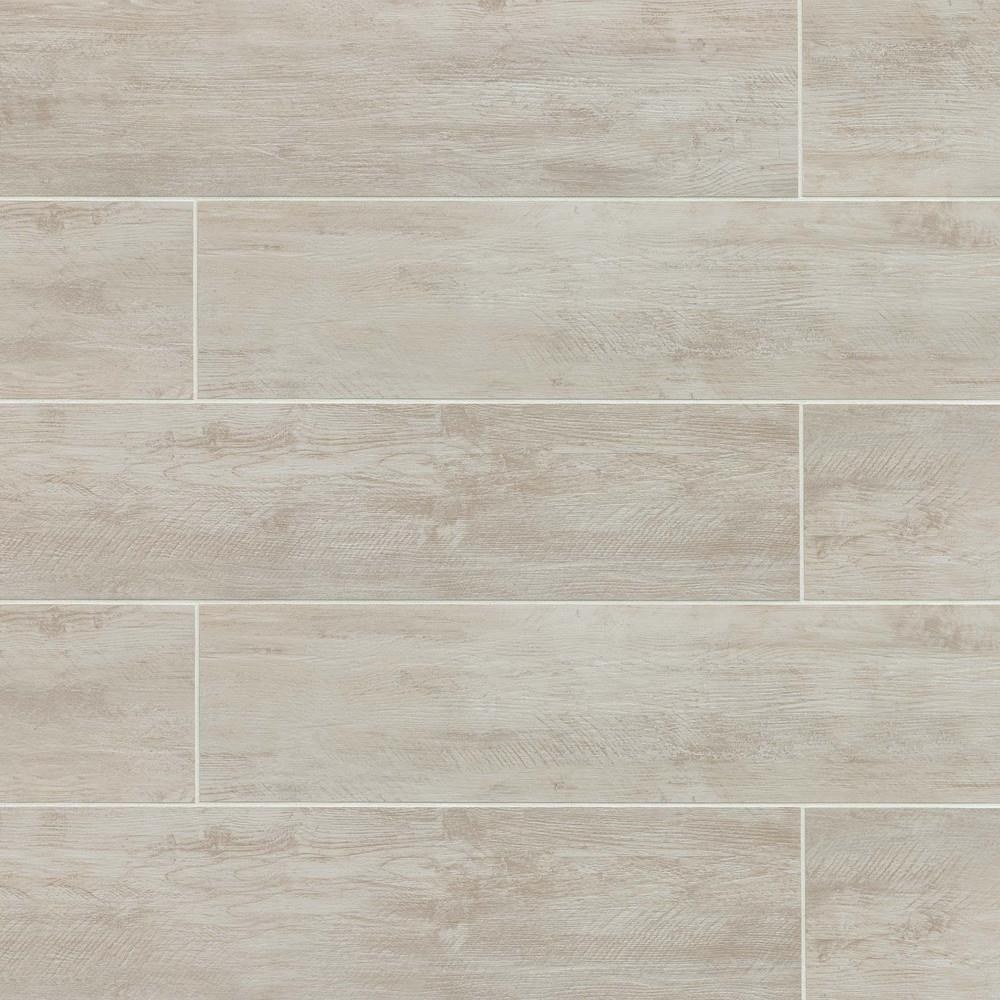 Bedrosians River Wood 4-Pack Blanc 8-in x 48-in Matte Porcelain Wood ...