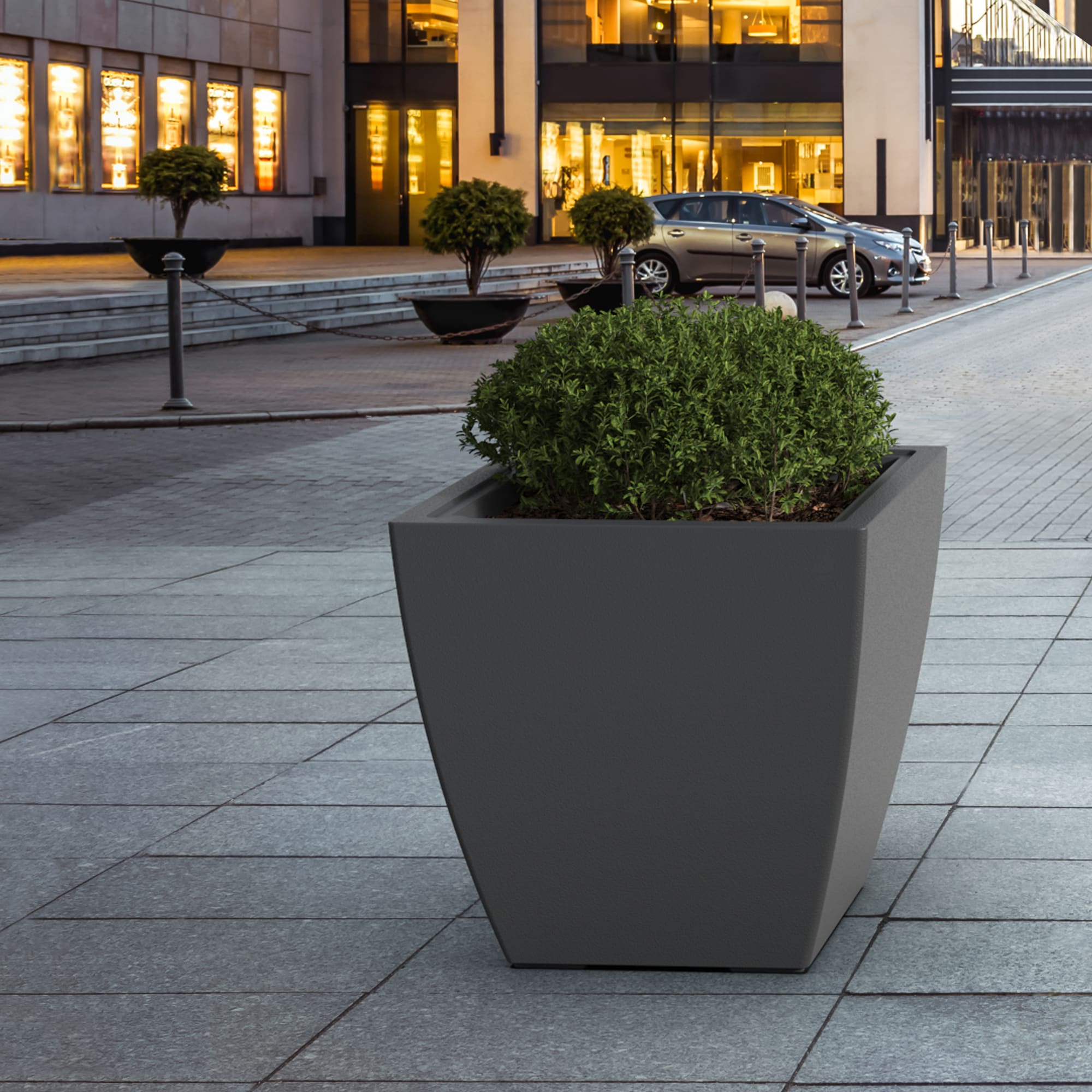 Mayne Square 24 In W X 24 In H Gray Resin Outdoor Planter In The Pots   66107424 