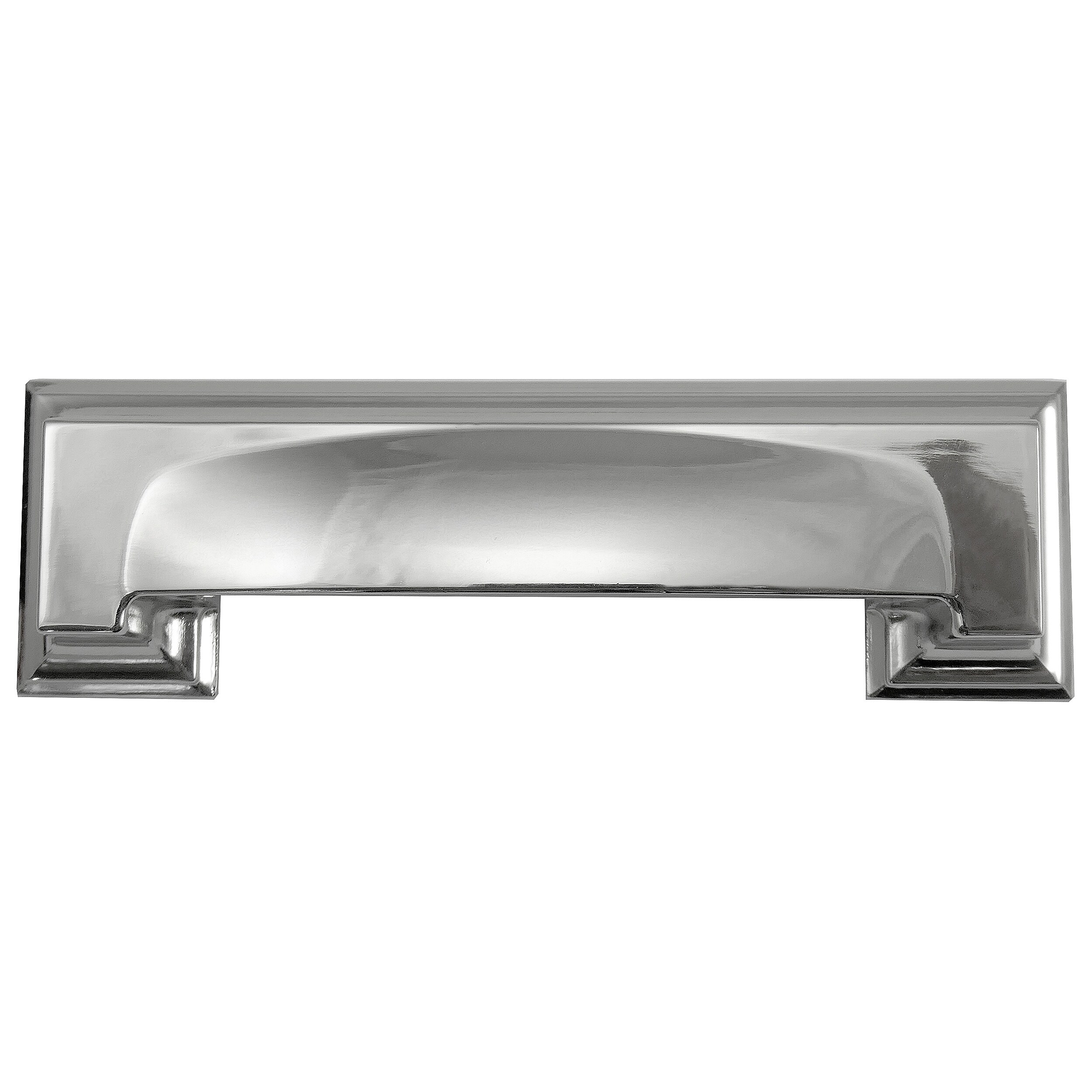 Beacon Hill 3-in or 3-3/4-in Center to Center Polished Nickel Rectangular Cup Drawer Pulls in Chrome | - MNG Hardware 17514