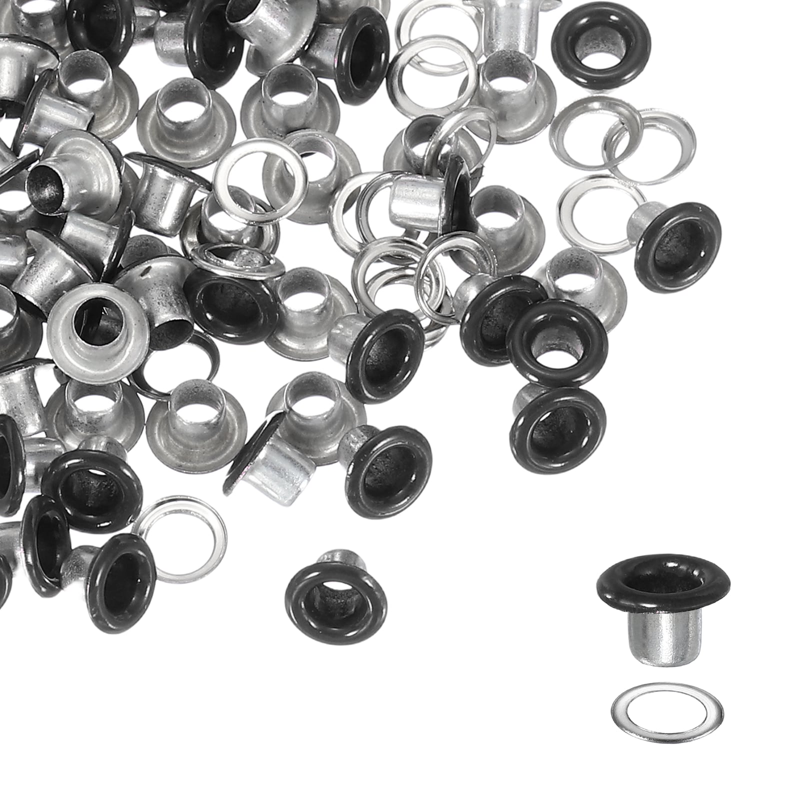 Unique Bargains Grommets Kit Metal Eyelets Grommet Eyelets Kit with Washers 3mm 1/8 Inch Round Inner Hole Fitting for (Fabric/Shoes/Clothes/DIY Crafts/Bag/Belt) 250 Set and Matte Black