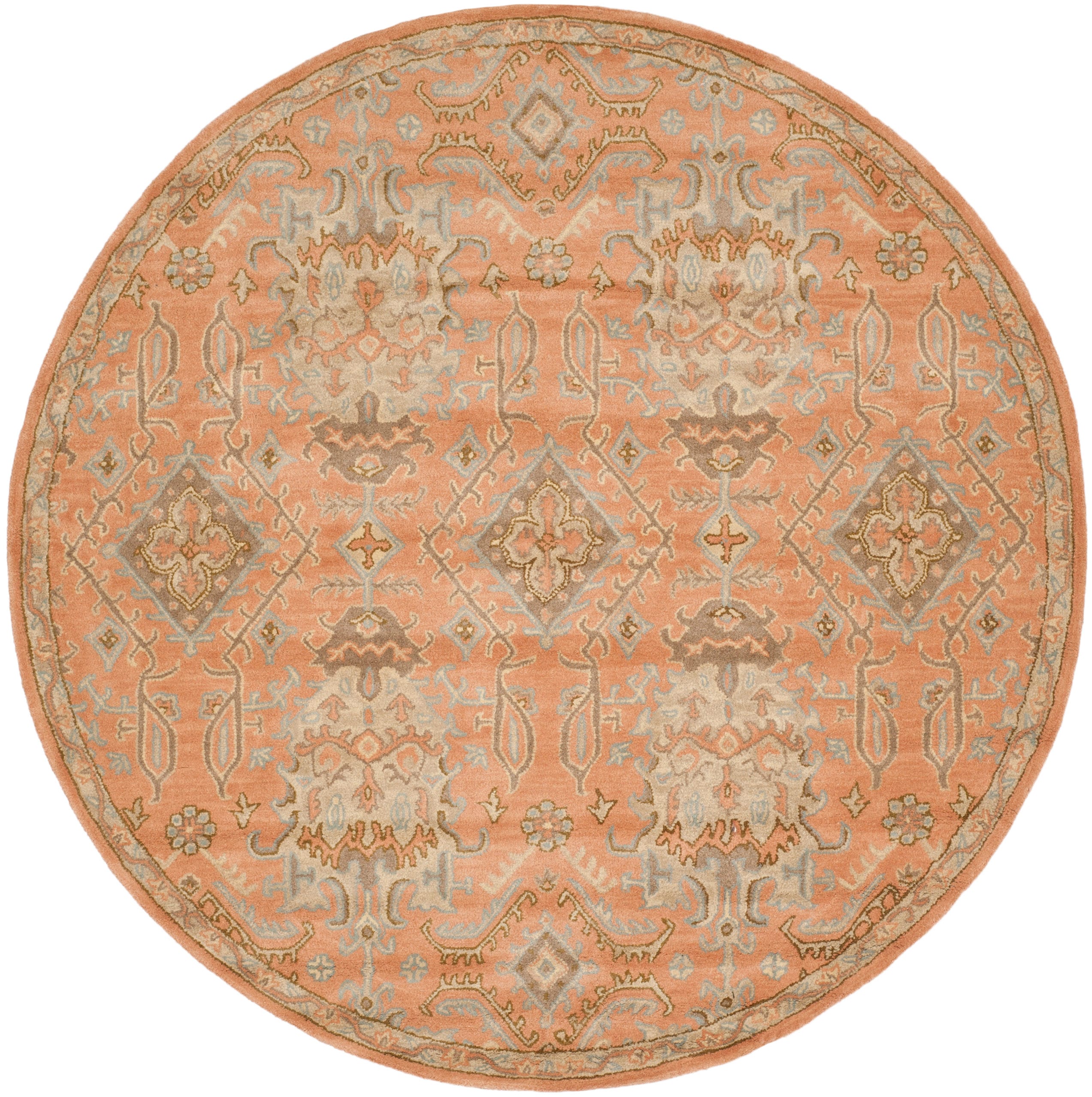 Safavieh WYD203A-7R Wyndham Elton 7 x 7 (ft) Tufted Wool Terracotta Round Indoor Floral/Botanical Bohemian/Eclectic Area rug